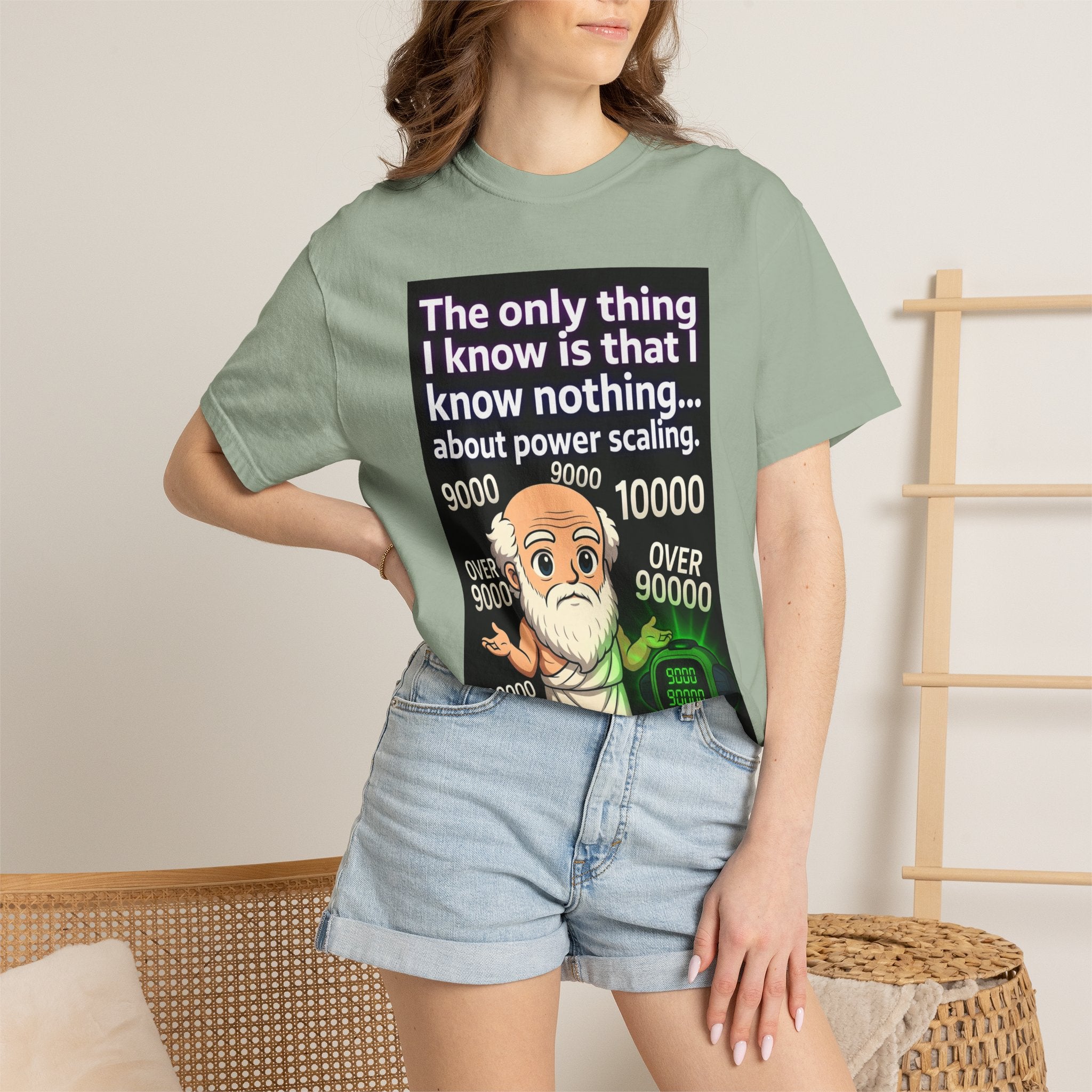 T‑Shirt — "The only thing I know is that I know nothing... about power scaling" Socrates Meme Tee