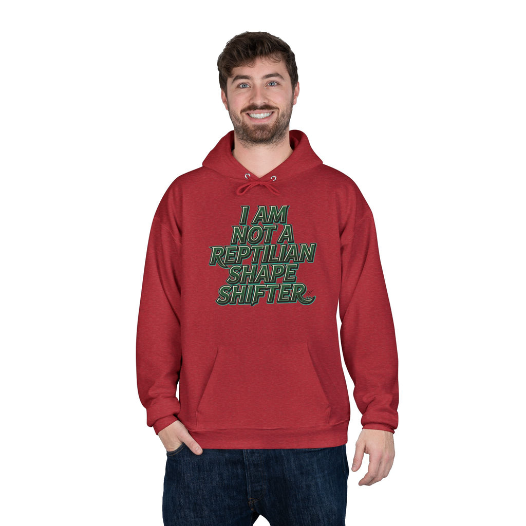 I Am Not A Reptilian Shape Shifter Hoodie – Statement Graphic Pullover