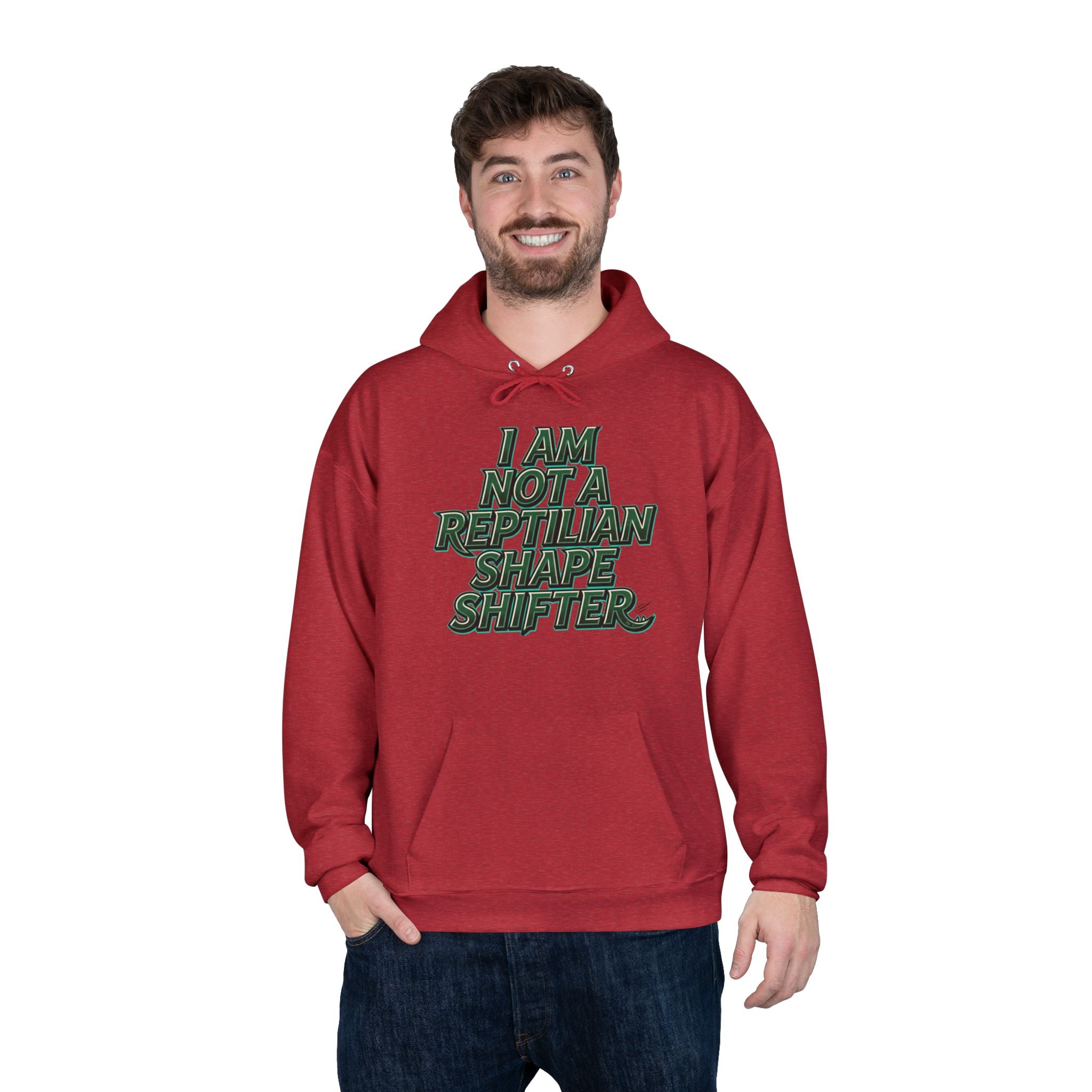 I Am Not A Reptilian Shape Shifter Hoodie – Statement Graphic Pullover
