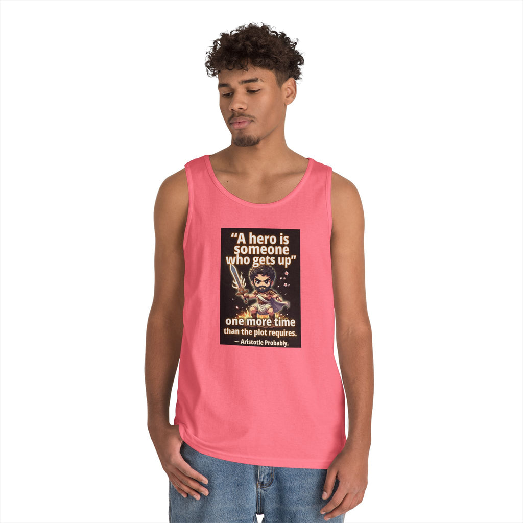 Hero Quote Tank Top — "A hero is someone who gets up" Inspirational Graphic Tank