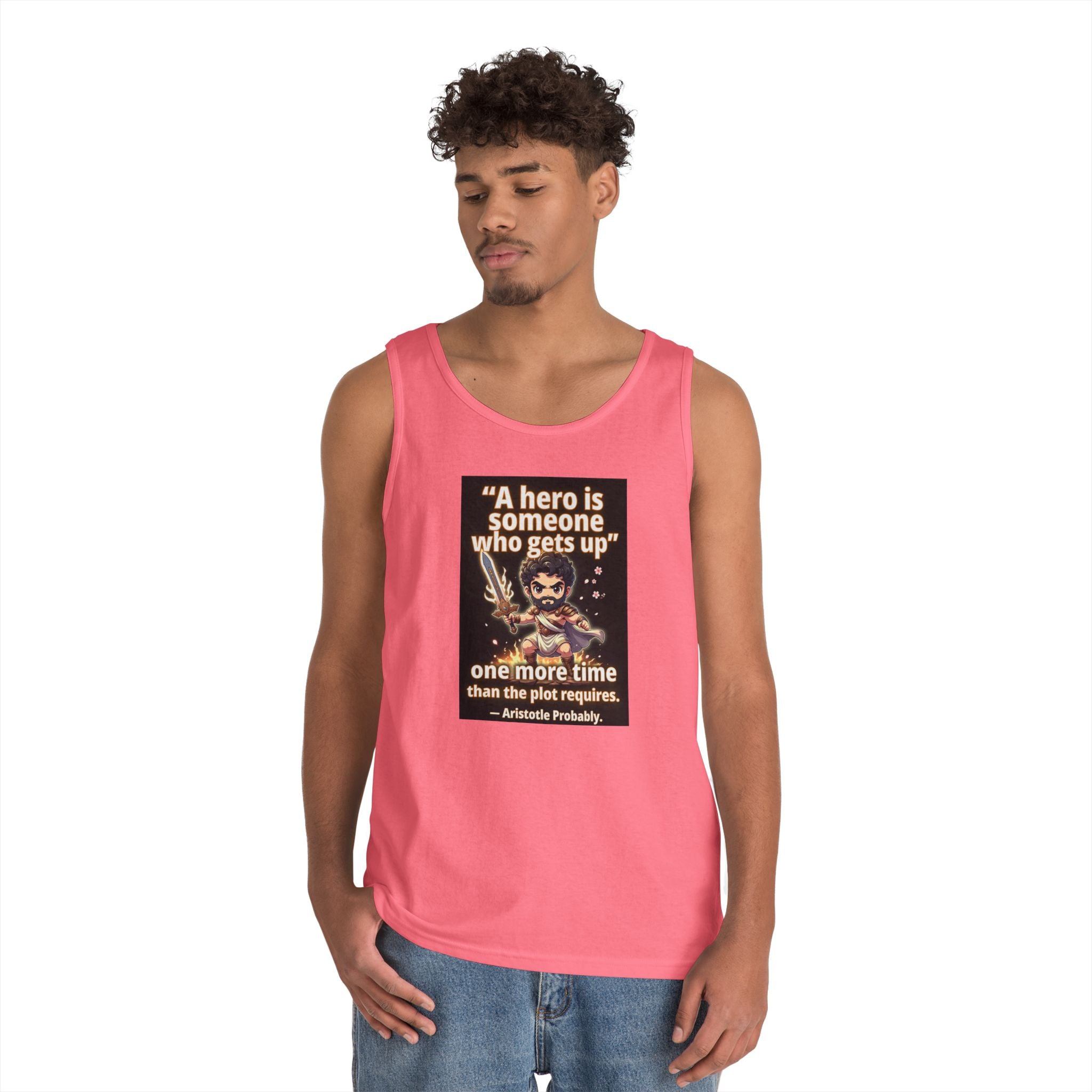 Hero Quote Tank Top — "A hero is someone who gets up" Inspirational Graphic Tank