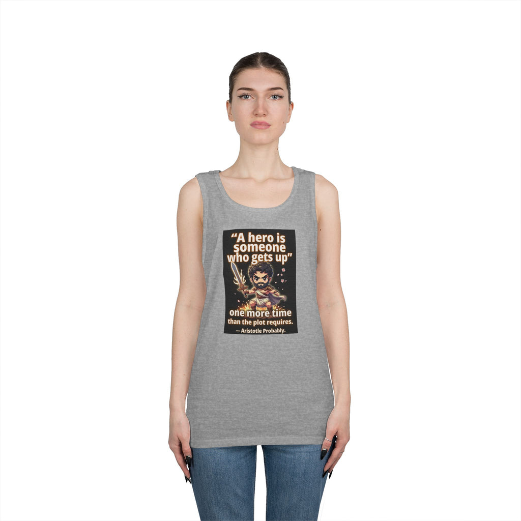Hero Quote Tank Top — "A hero is someone who gets up" Inspirational Graphic Tank
