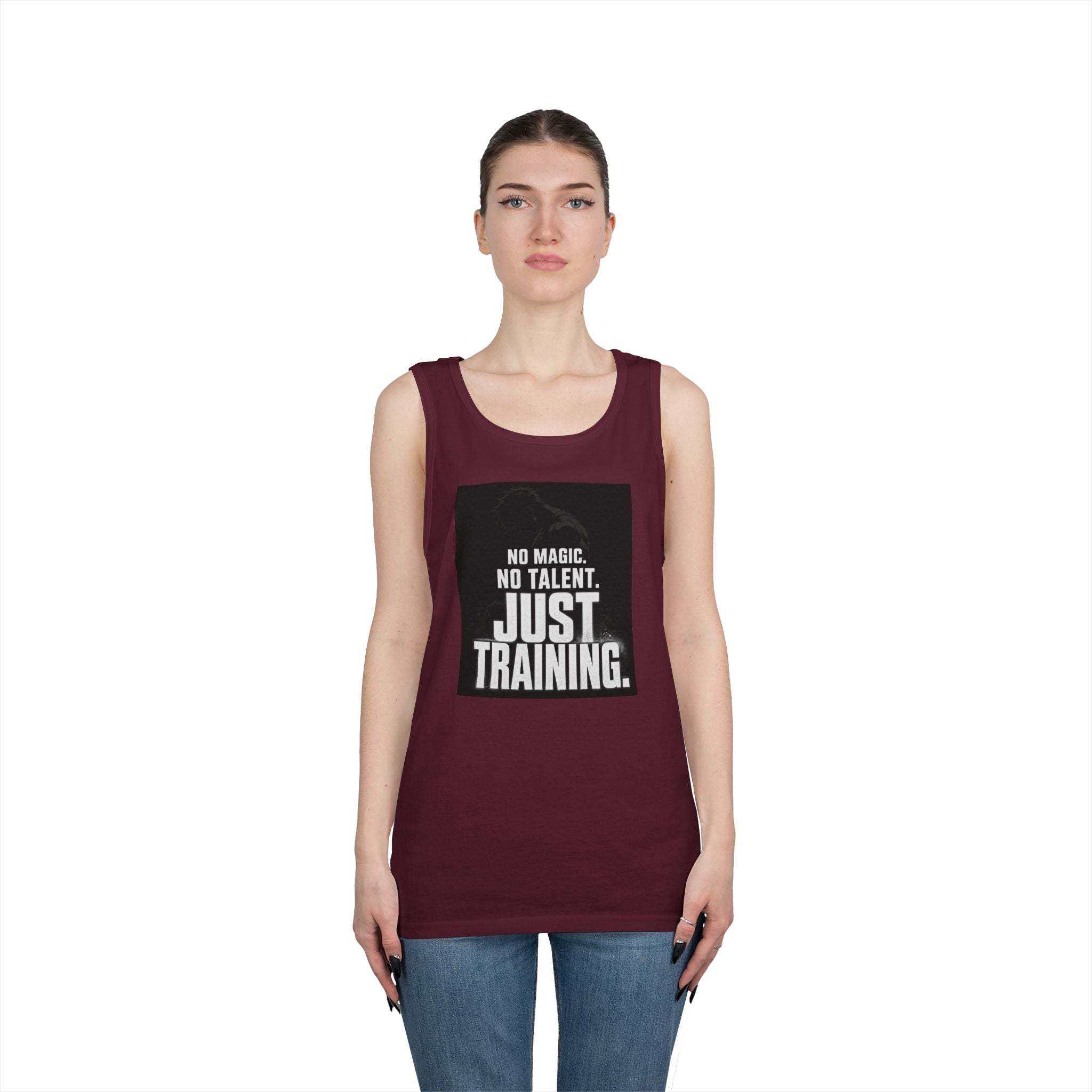 Training Tank Top — "No Magic. No Talent. Just Training." Motivational Gym Tank