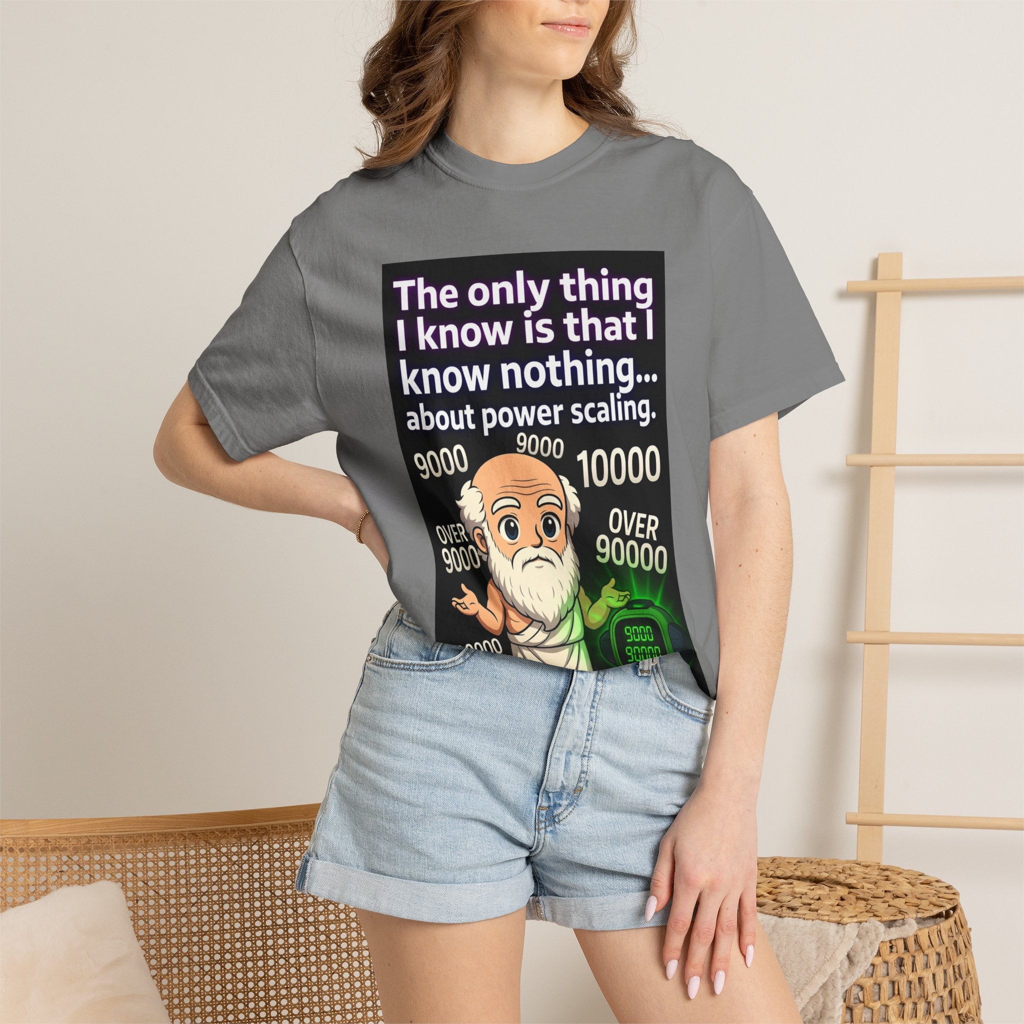 T‑Shirt — "The only thing I know is that I know nothing... about power scaling" Socrates Meme Tee