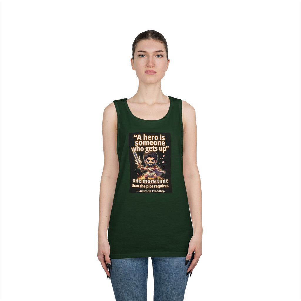 Hero Quote Tank Top — "A hero is someone who gets up" Inspirational Graphic Tank