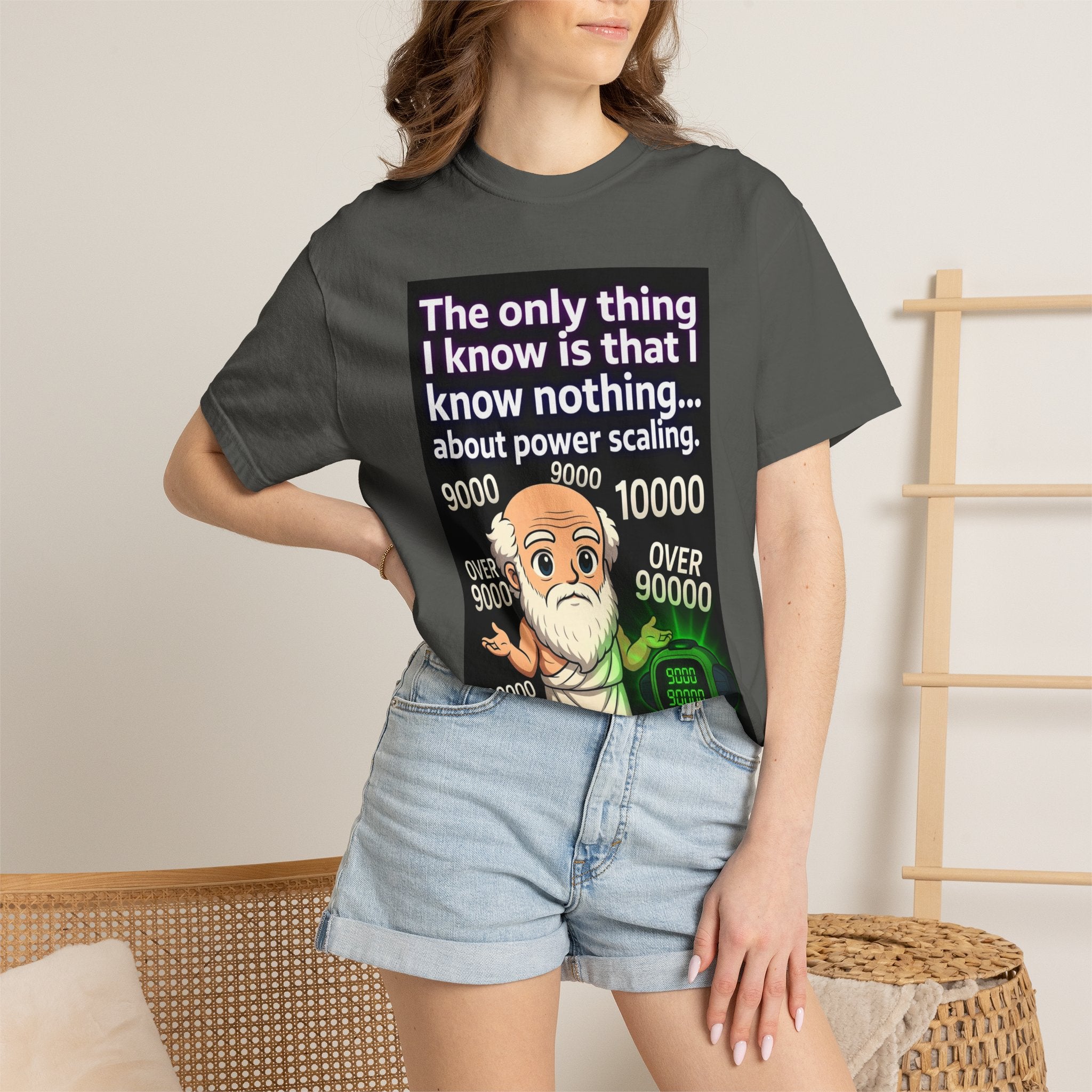 T‑Shirt — "The only thing I know is that I know nothing... about power scaling" Socrates Meme Tee