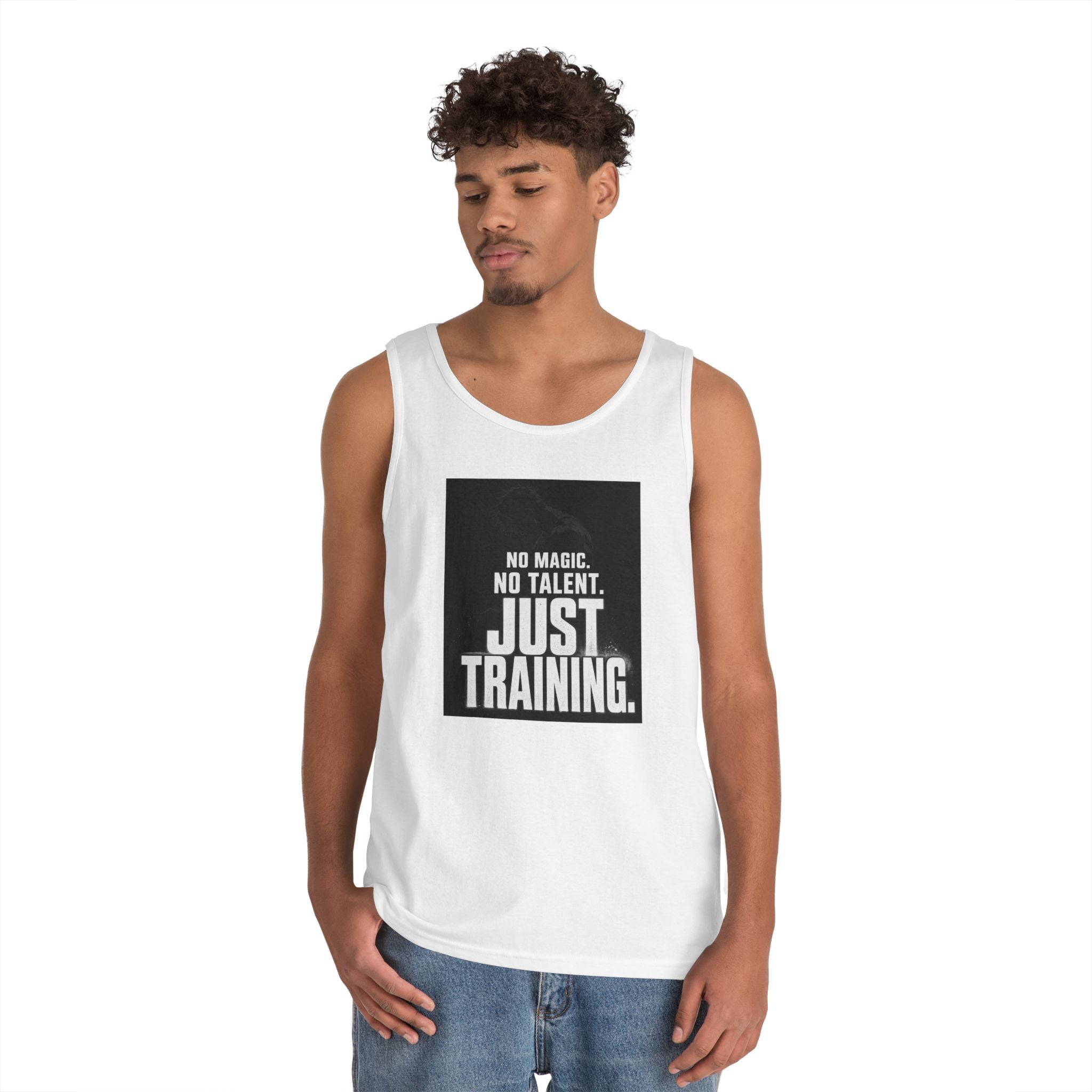 Training Tank Top — "No Magic. No Talent. Just Training." Motivational Gym Tank