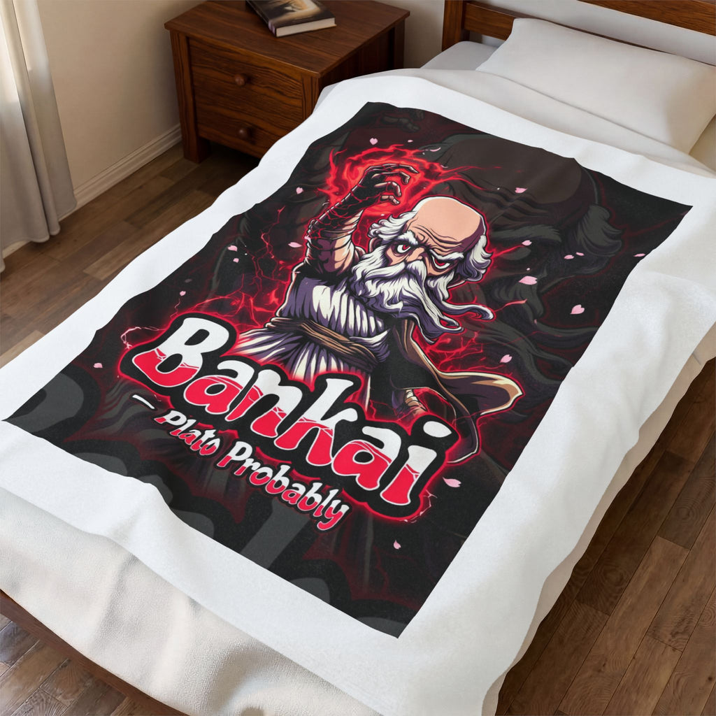Velveteen Plush Blanket — 'Bankai Plato Probably' Anime-Style Wizard Throw