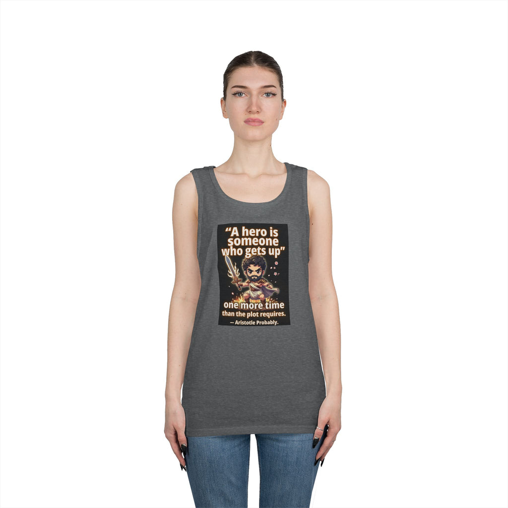 Hero Quote Tank Top — "A hero is someone who gets up" Inspirational Graphic Tank