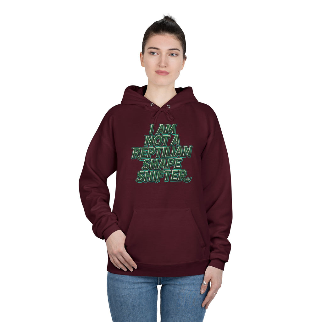 I Am Not A Reptilian Shape Shifter Hoodie – Statement Graphic Pullover