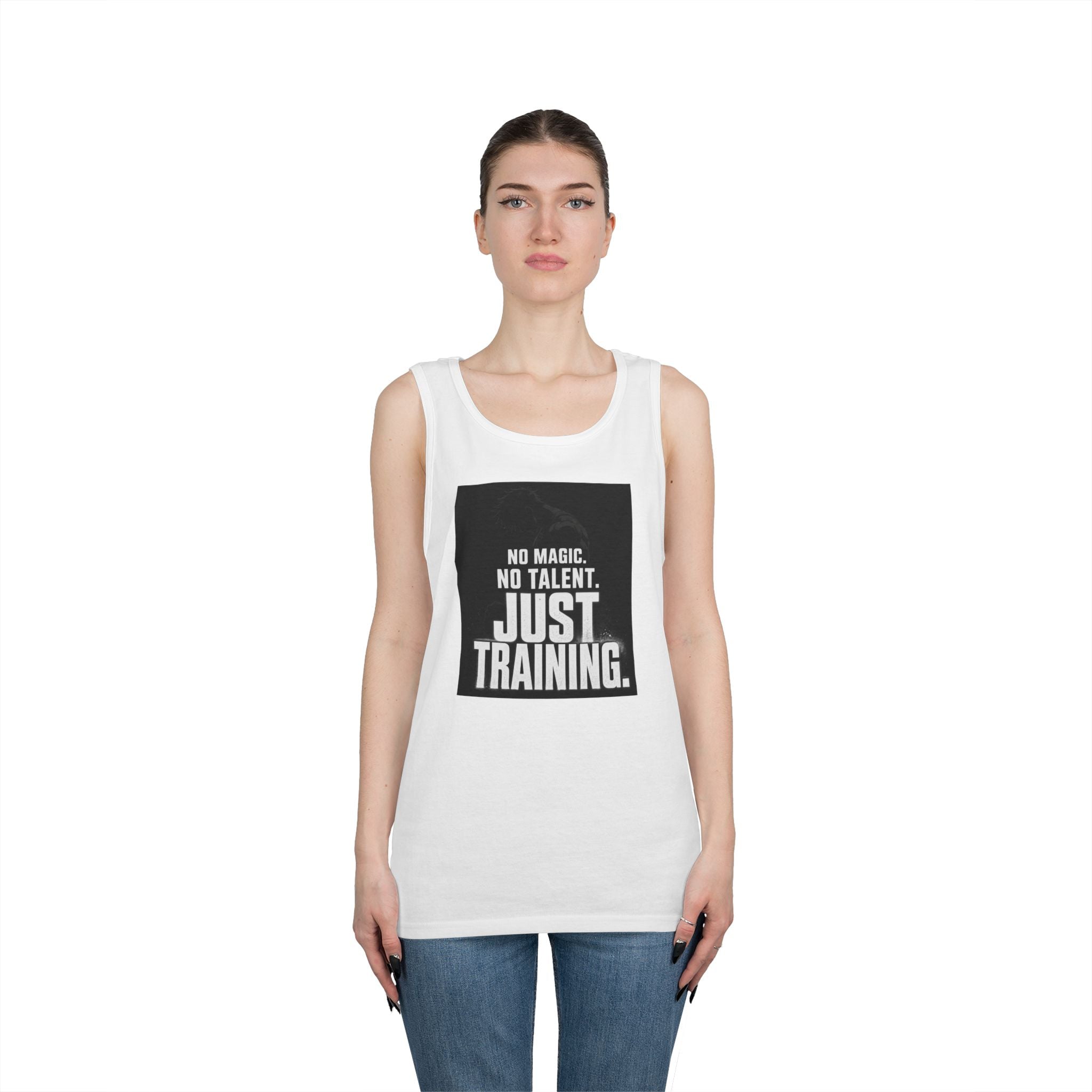 Training Tank Top — "No Magic. No Talent. Just Training." Motivational Gym Tank