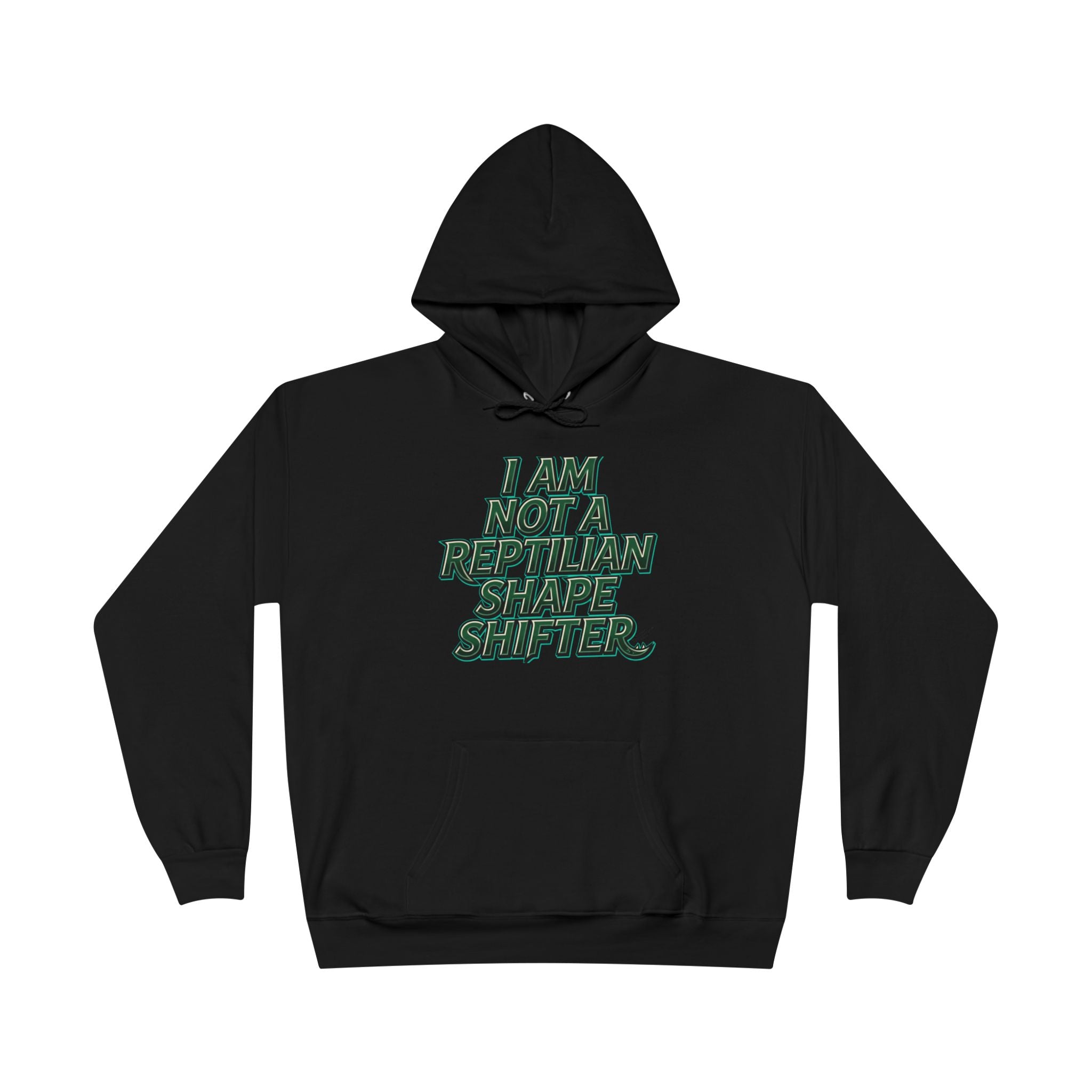 I Am Not A Reptilian Shape Shifter Hoodie – Statement Graphic Pullover