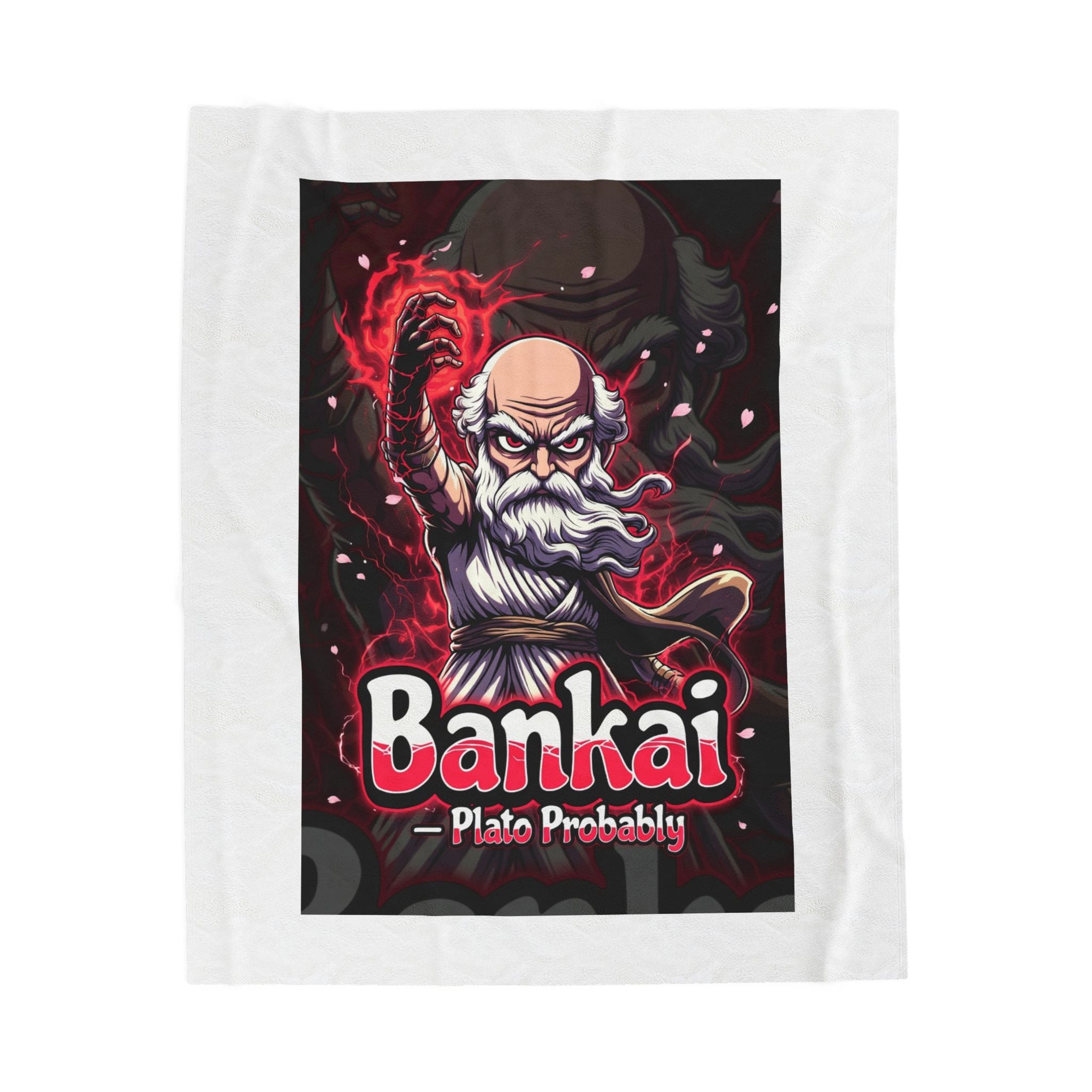 Velveteen Plush Blanket — 'Bankai Plato Probably' Anime-Style Wizard Throw