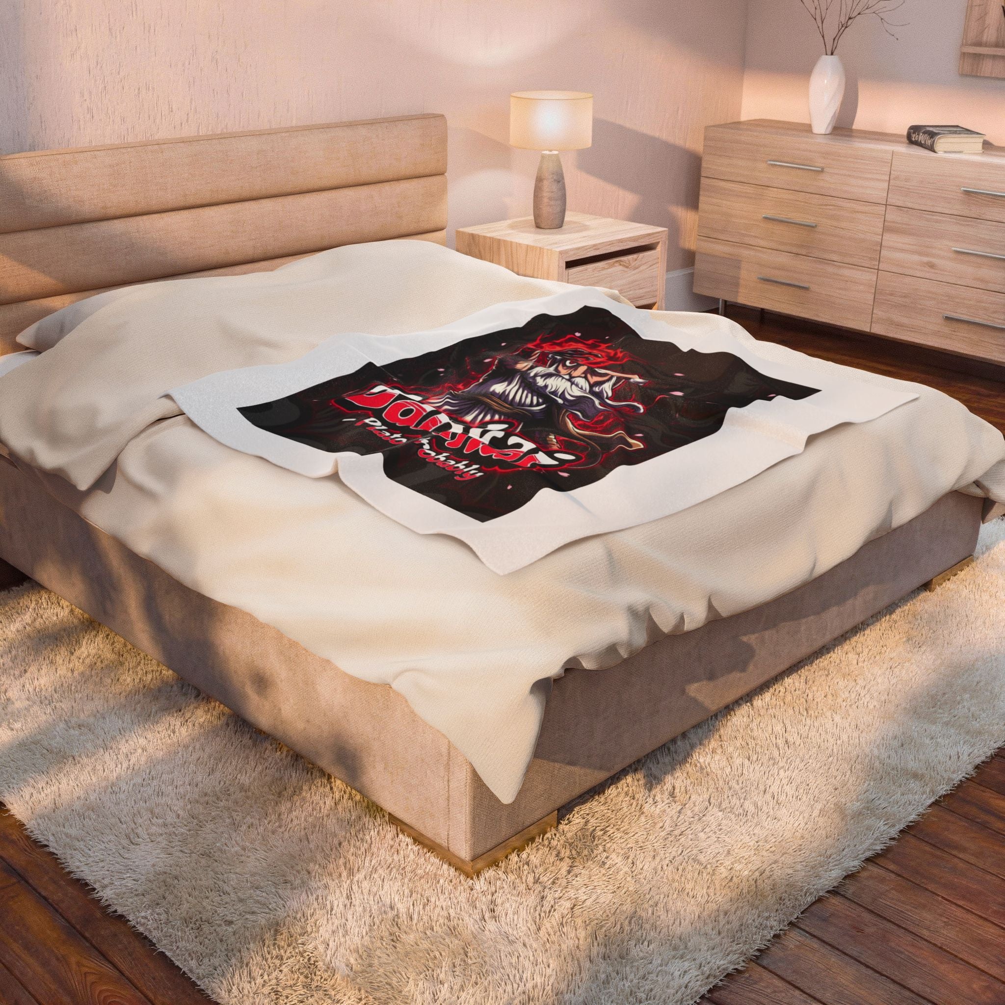 Velveteen Plush Blanket — 'Bankai Plato Probably' Anime-Style Wizard Throw