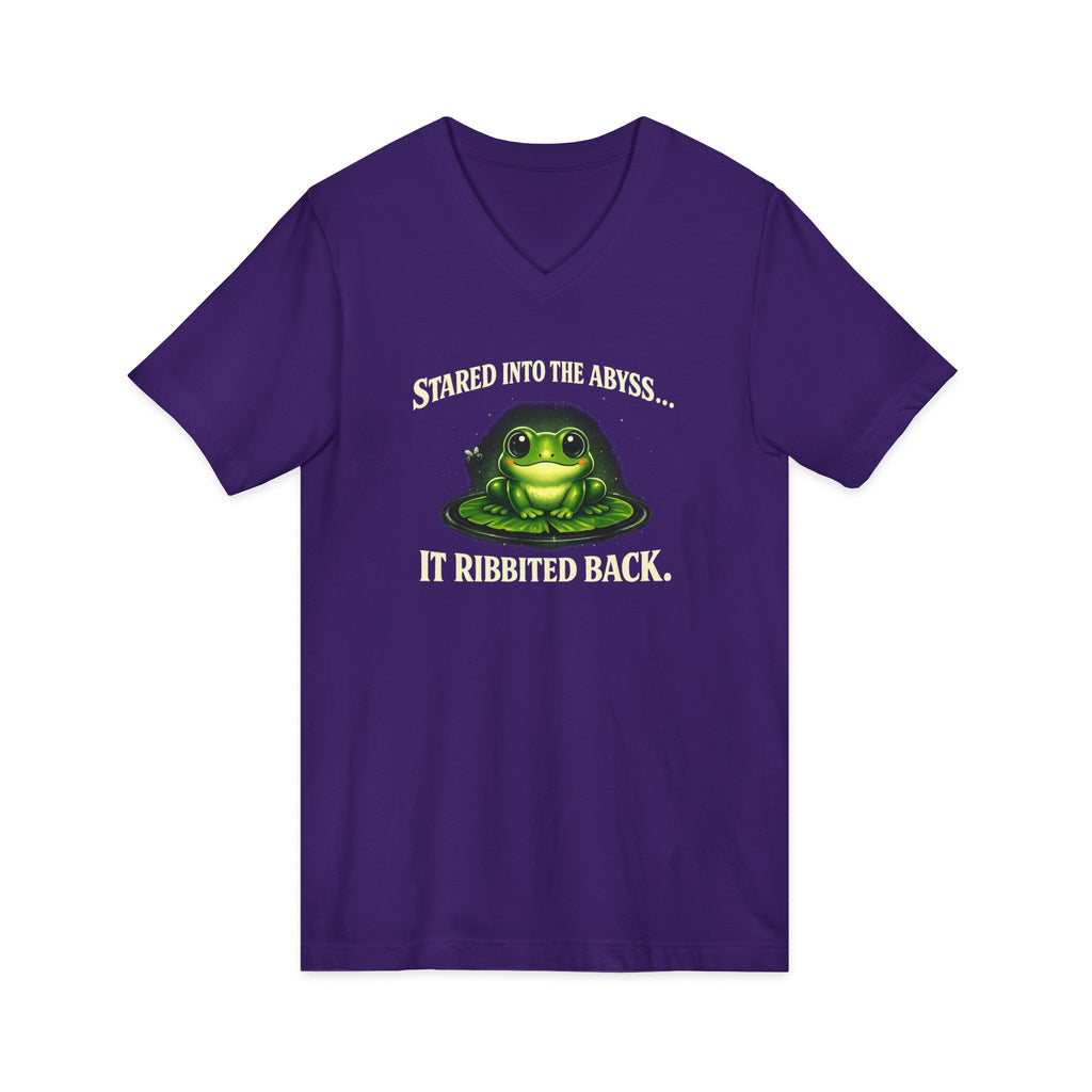 Frog Meditation V-Neck Tee – "Be Still and Know" Relaxing Frog Graphic Shirt