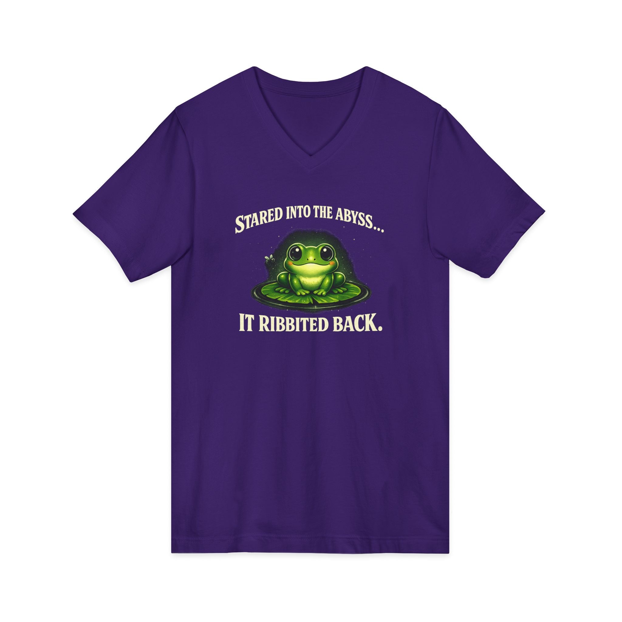 Frog Meditation V-Neck Tee – "Be Still and Know" Relaxing Frog Graphic Shirt