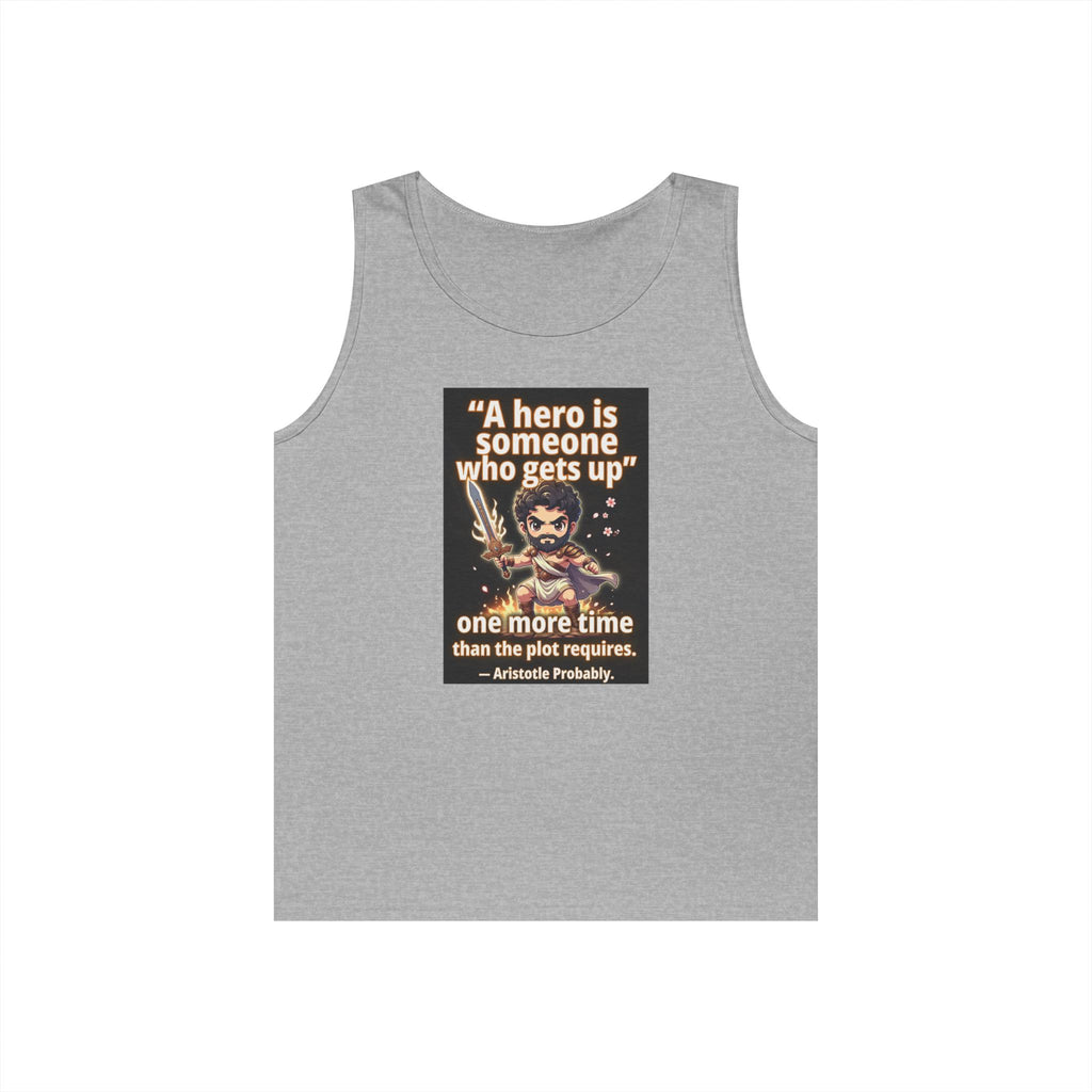 Hero Quote Tank Top — "A hero is someone who gets up" Inspirational Graphic Tank
