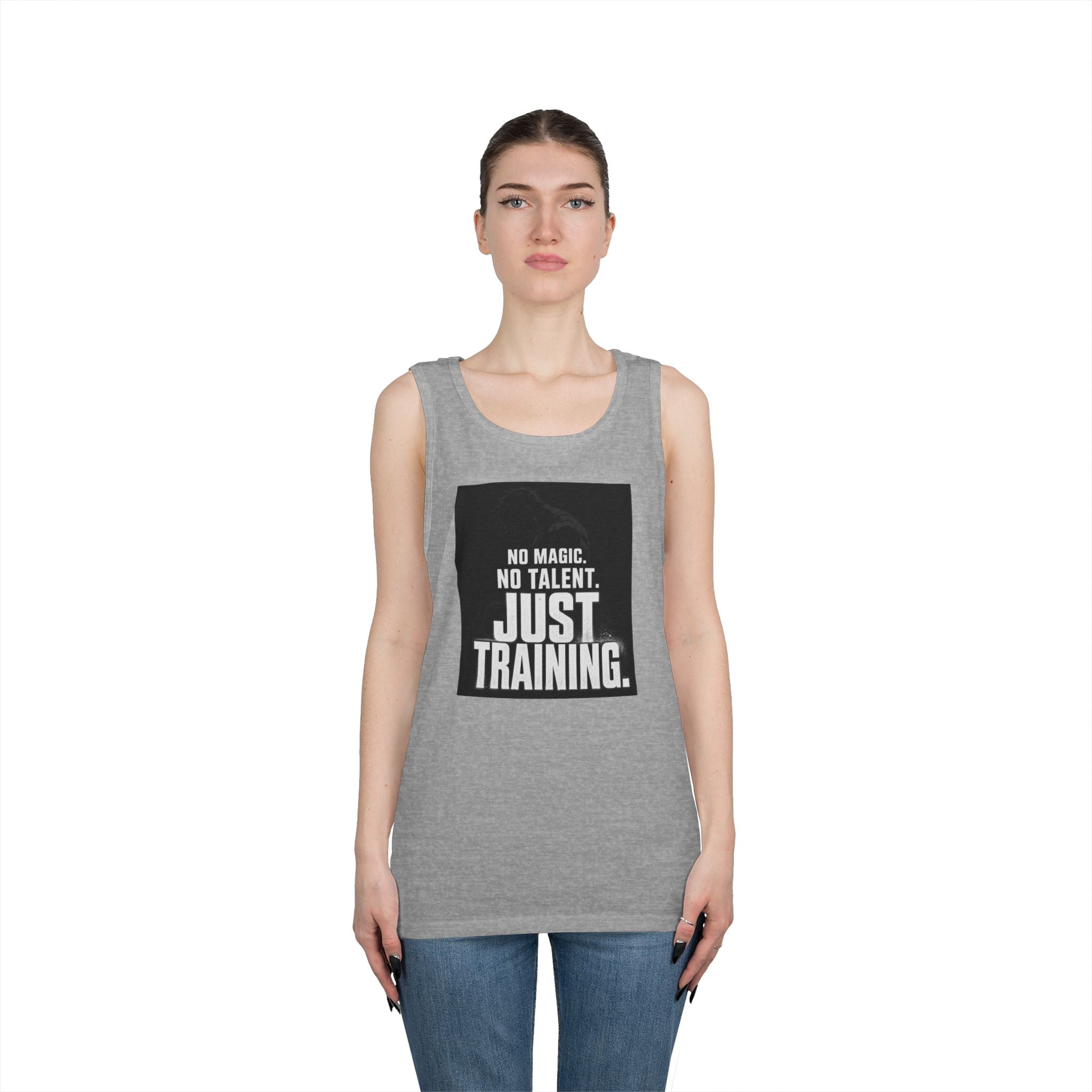 Training Tank Top — "No Magic. No Talent. Just Training." Motivational Gym Tank
