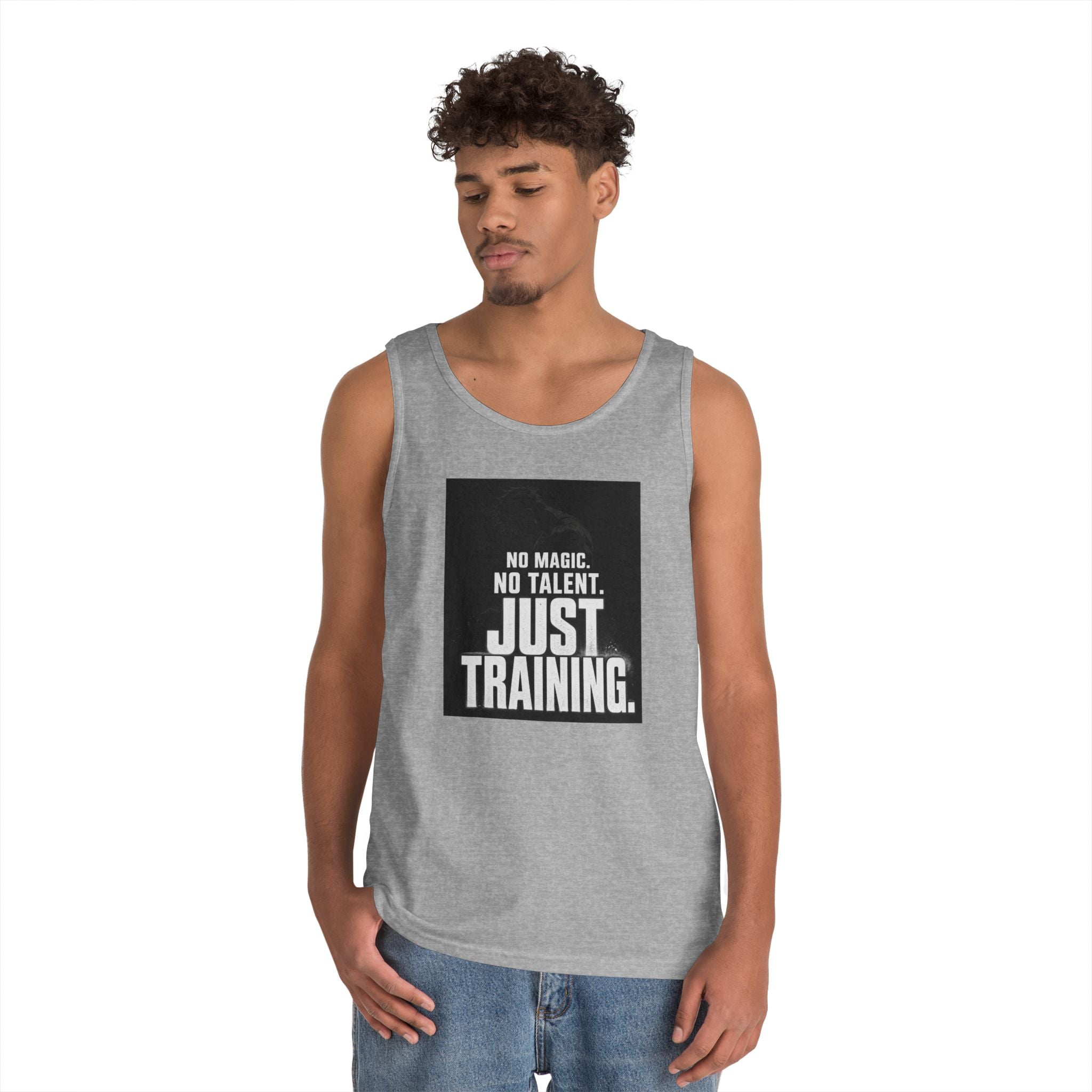 Training Tank Top — "No Magic. No Talent. Just Training." Motivational Gym Tank