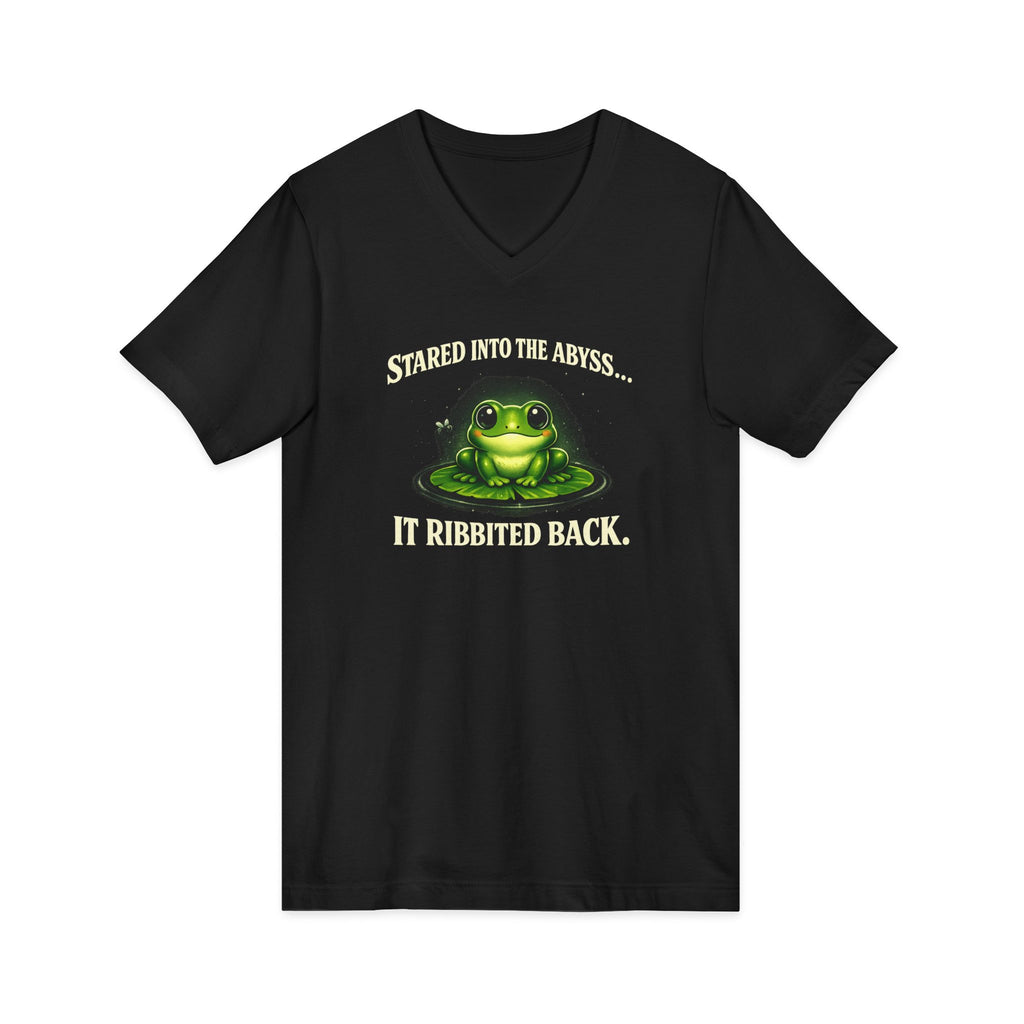 Frog Meditation V-Neck Tee – "Be Still and Know" Relaxing Frog Graphic Shirt