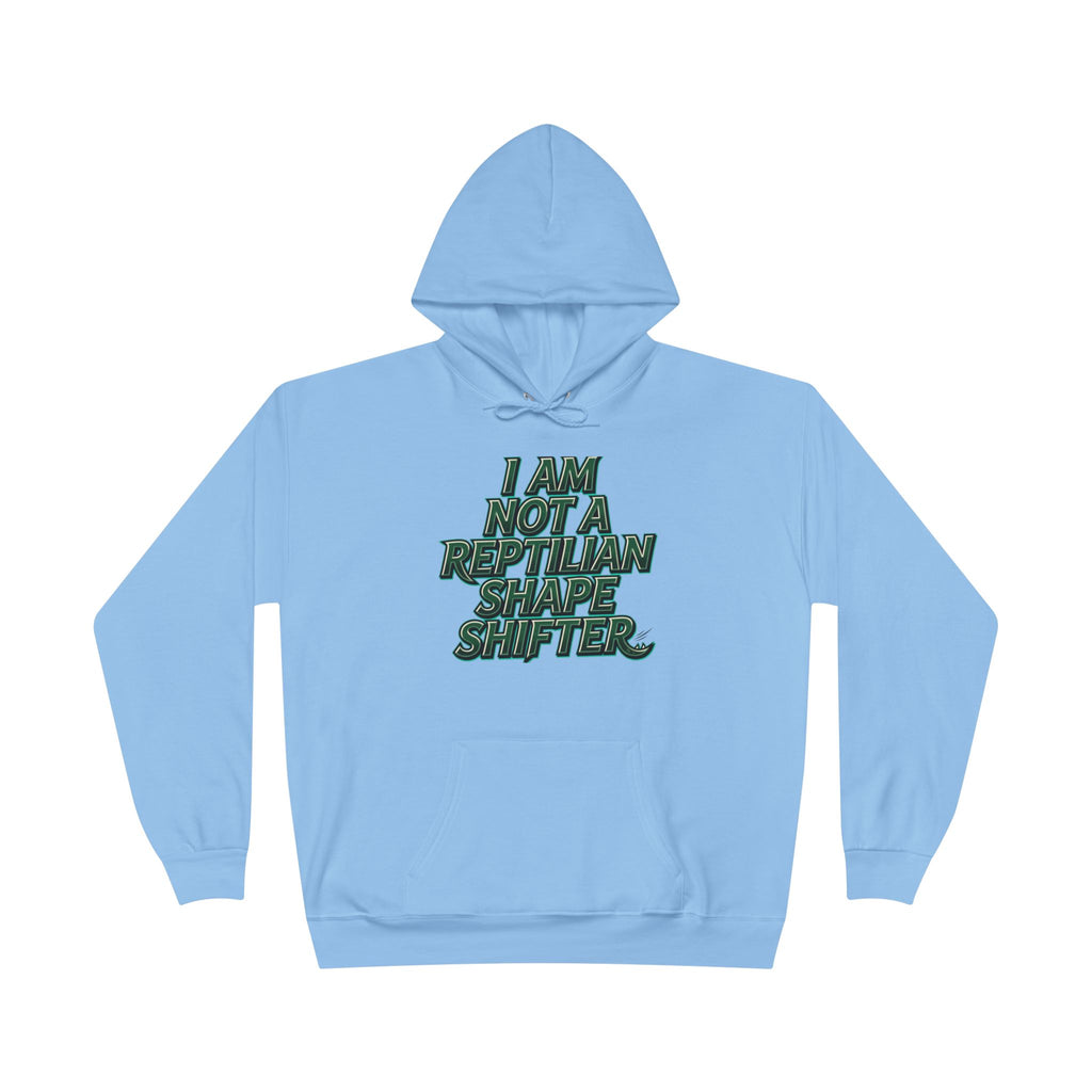I Am Not A Reptilian Shape Shifter Hoodie – Statement Graphic Pullover