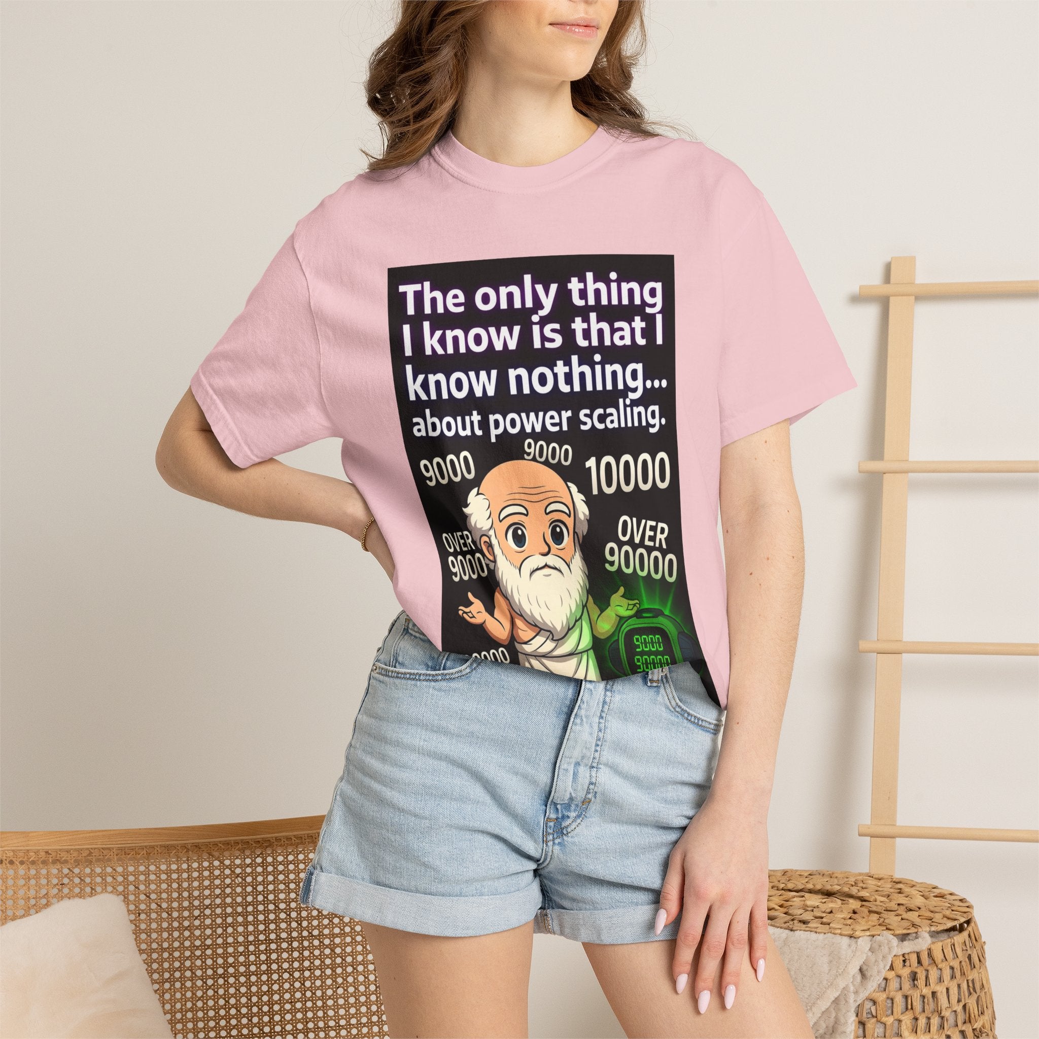 T‑Shirt — "The only thing I know is that I know nothing... about power scaling" Socrates Meme Tee