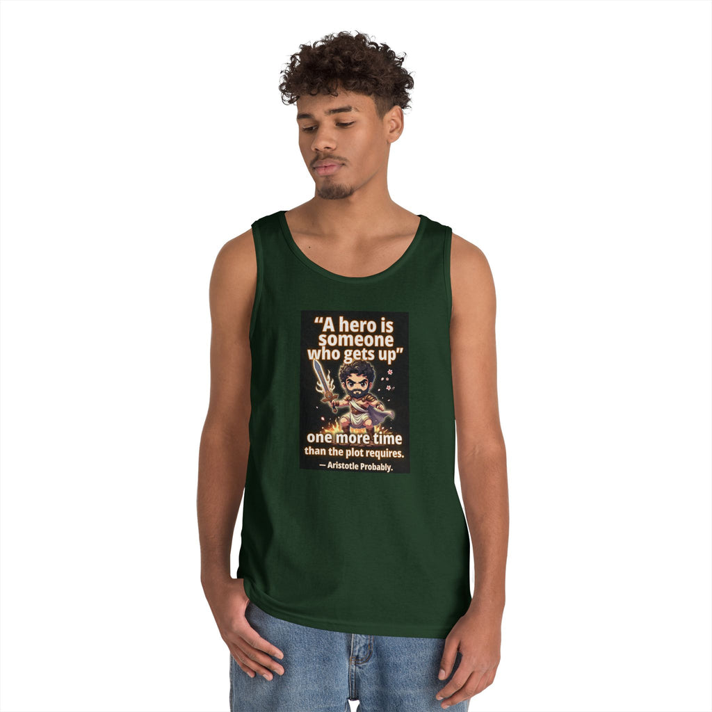 Hero Quote Tank Top — "A hero is someone who gets up" Inspirational Graphic Tank