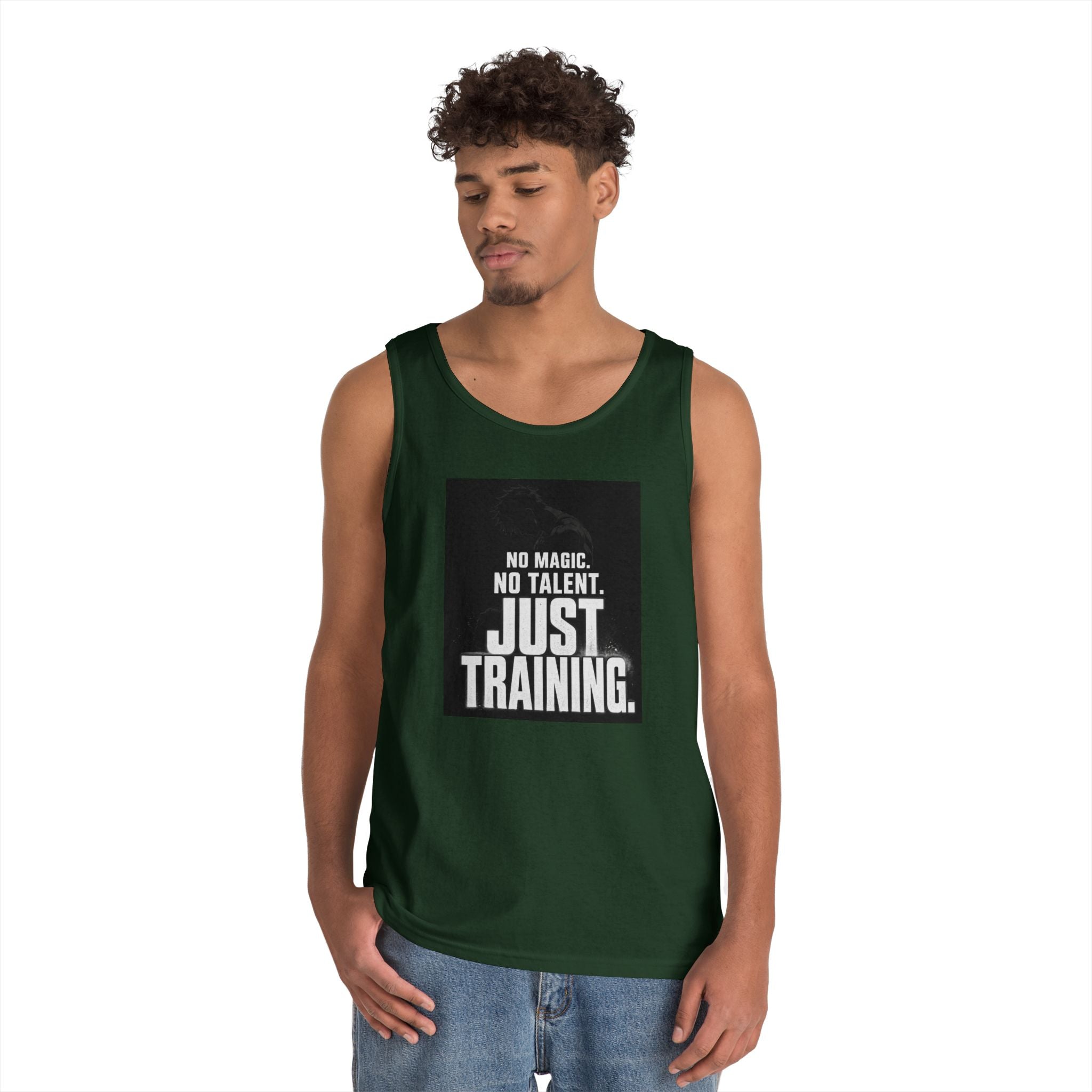 Training Tank Top — "No Magic. No Talent. Just Training." Motivational Gym Tank