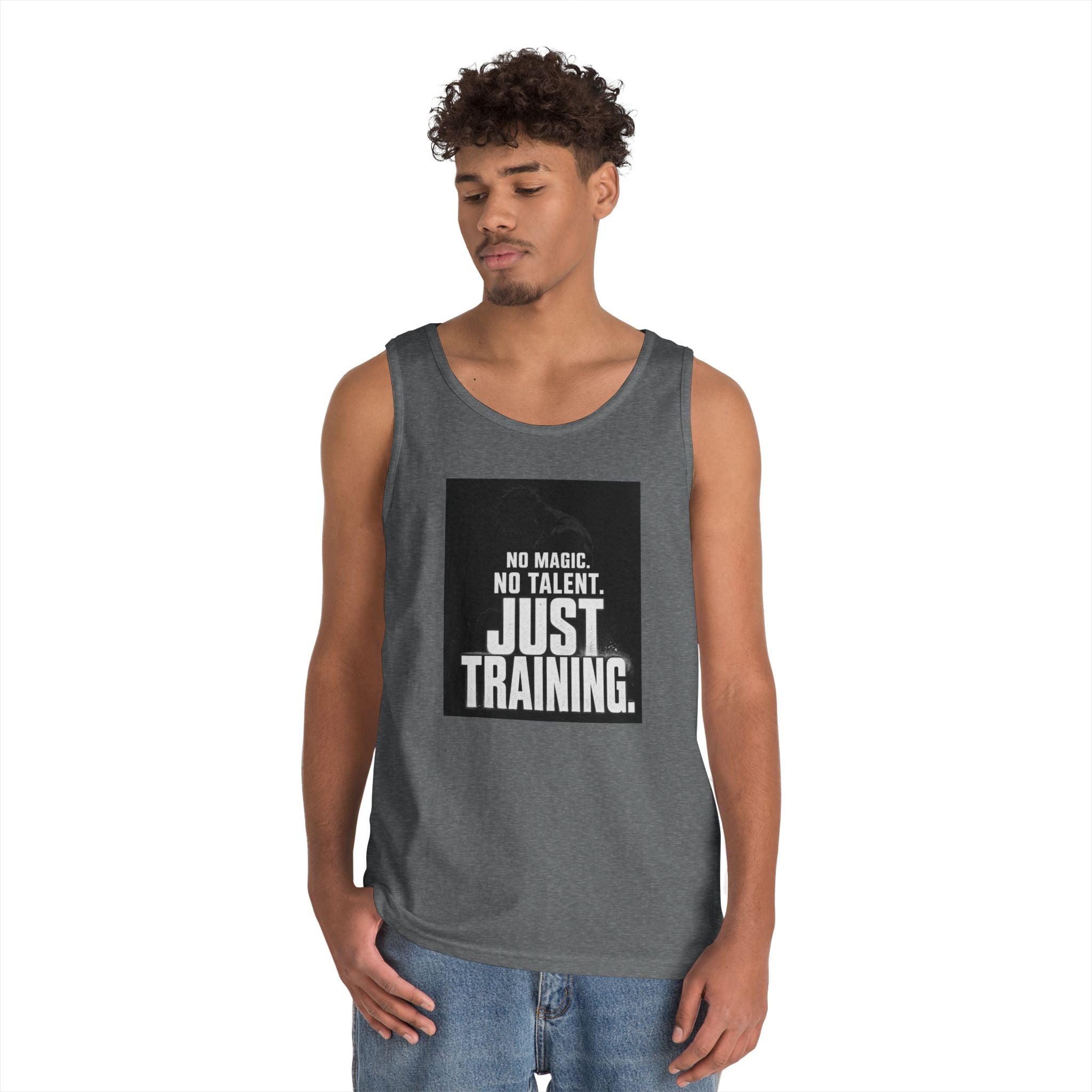 Training Tank Top — "No Magic. No Talent. Just Training." Motivational Gym Tank