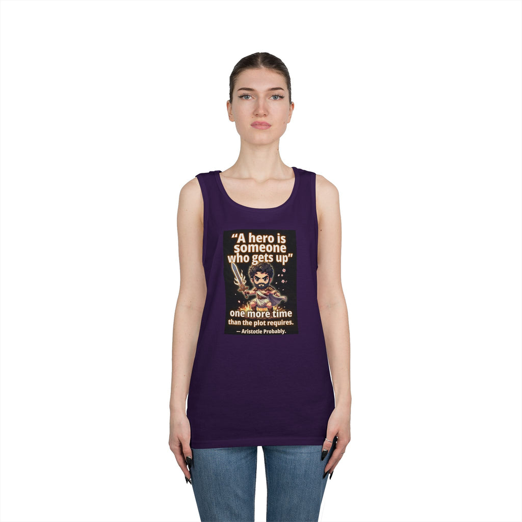 Hero Quote Tank Top — "A hero is someone who gets up" Inspirational Graphic Tank