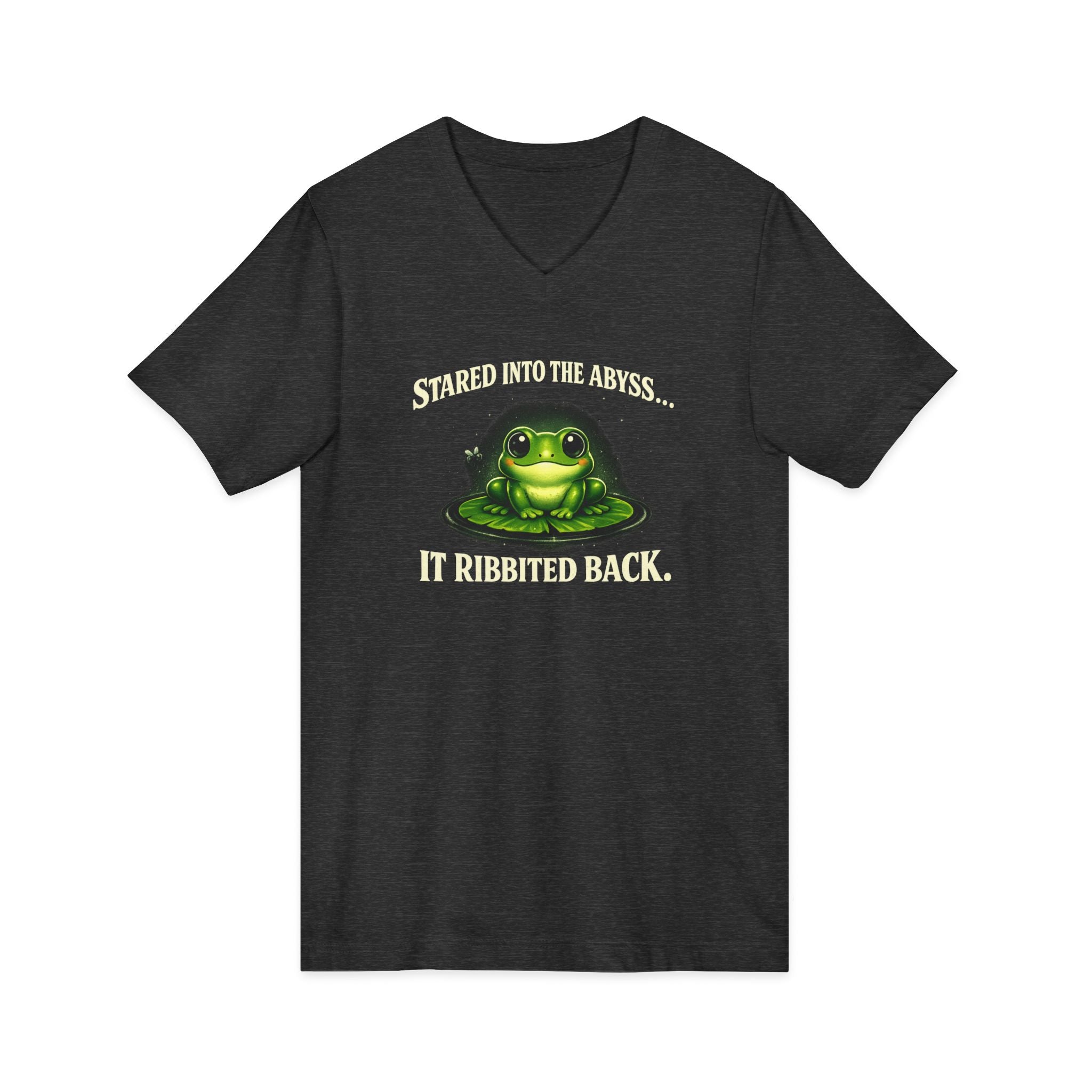 Frog Meditation V-Neck Tee – "Be Still and Know" Relaxing Frog Graphic Shirt