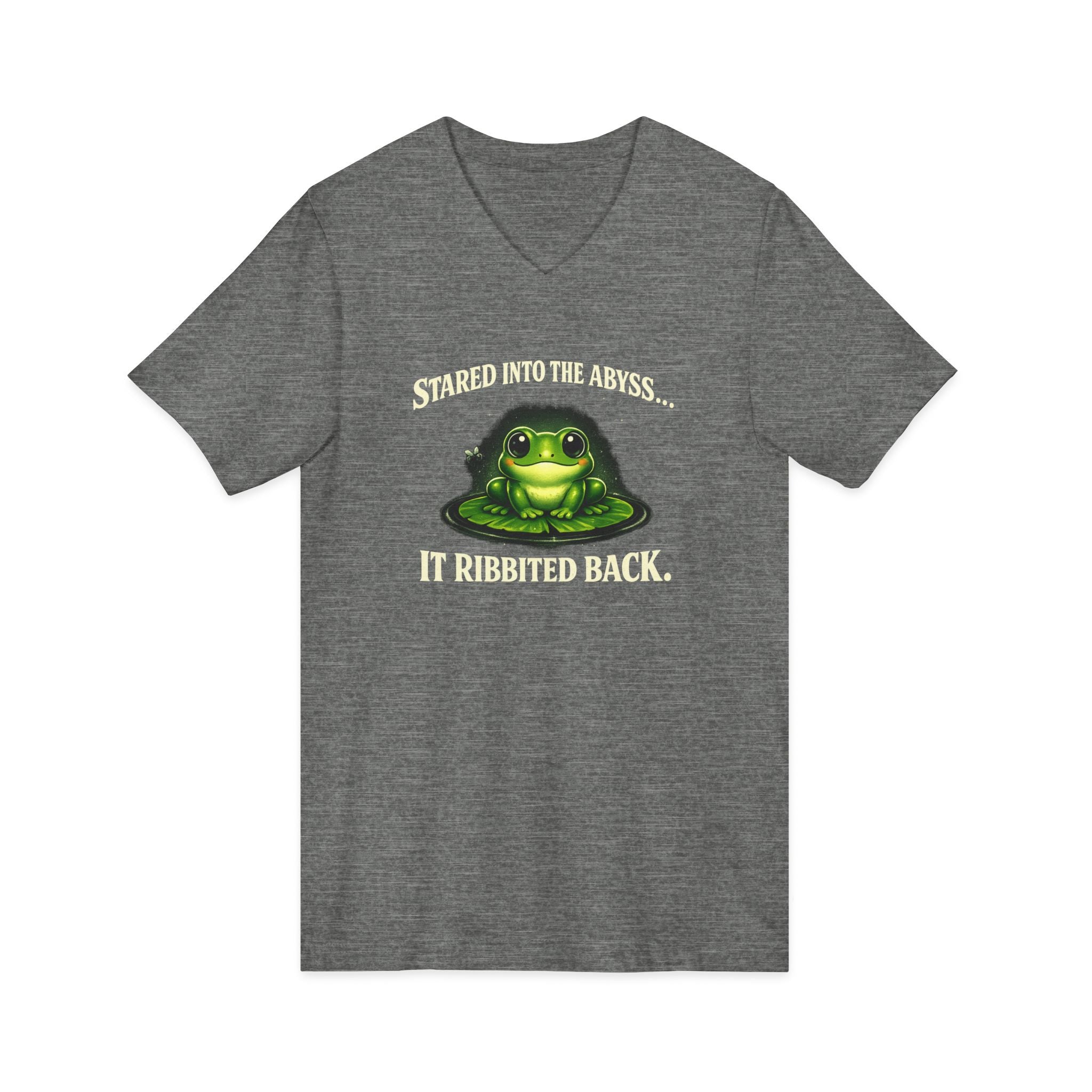 Frog Meditation V-Neck Tee – "Be Still and Know" Relaxing Frog Graphic Shirt