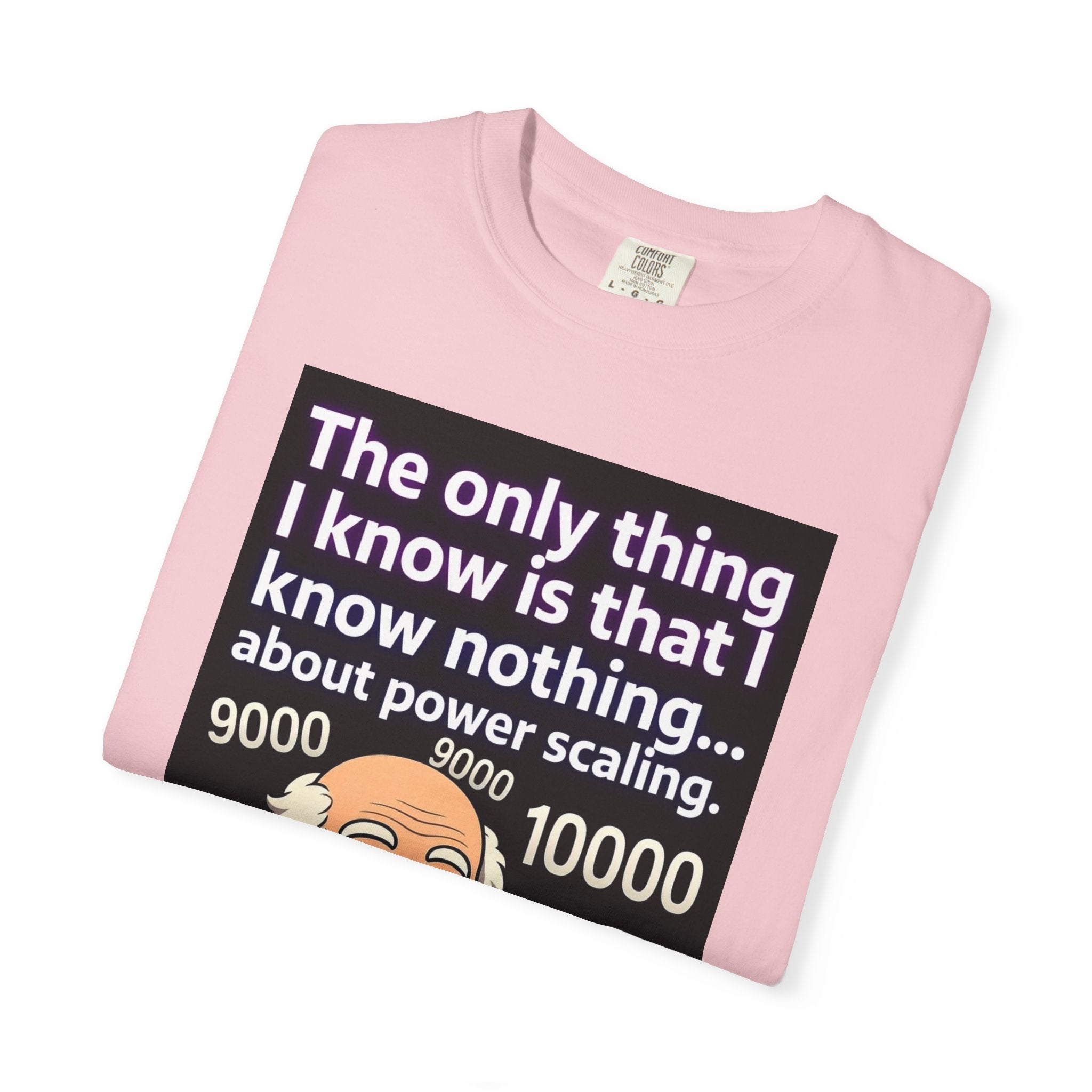 T‑Shirt — "The only thing I know is that I know nothing... about power scaling" Socrates Meme Tee