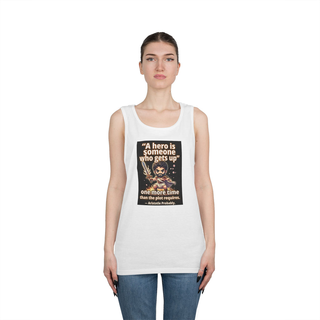 Hero Quote Tank Top — "A hero is someone who gets up" Inspirational Graphic Tank