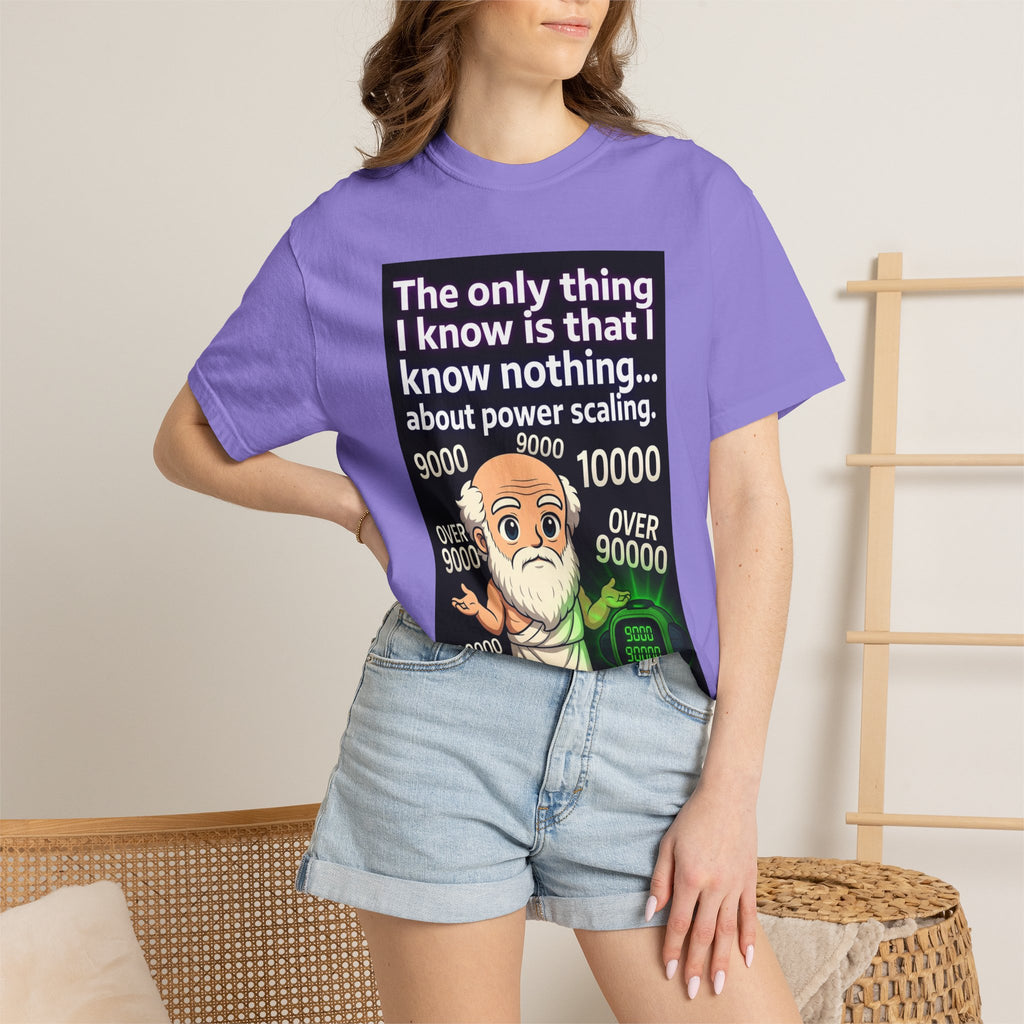 T‑Shirt — "The only thing I know is that I know nothing... about power scaling" Socrates Meme Tee