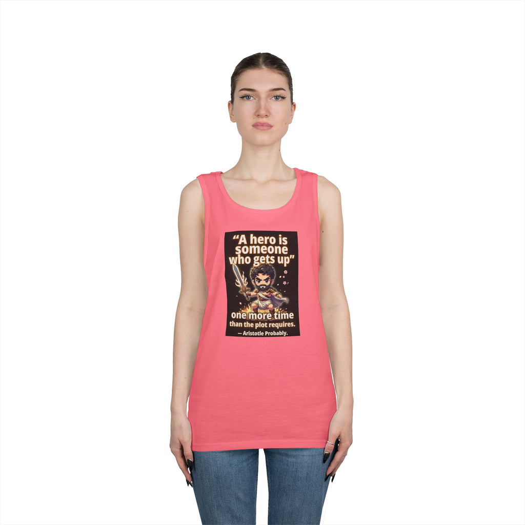 Hero Quote Tank Top — "A hero is someone who gets up" Inspirational Graphic Tank