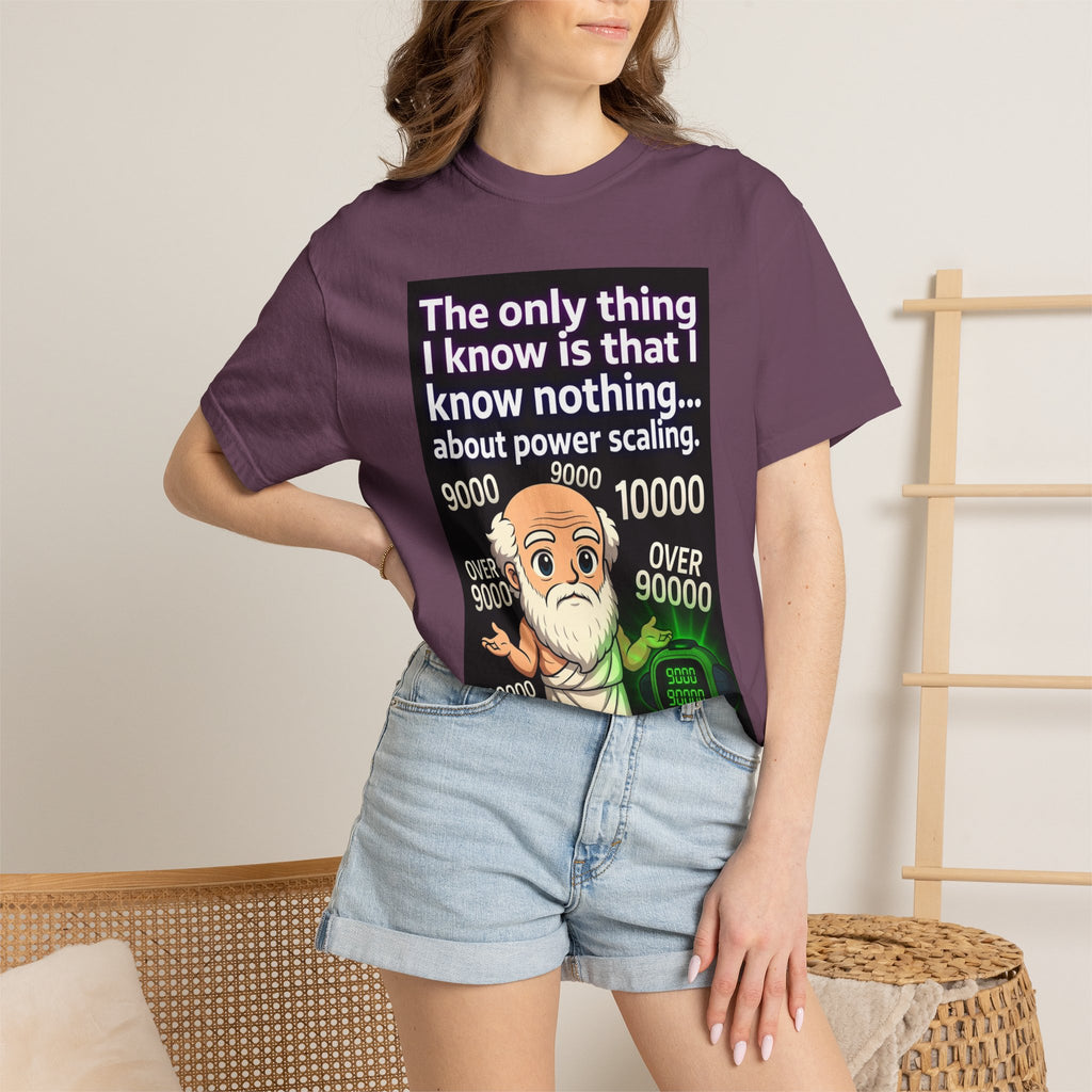 T‑Shirt — "The only thing I know is that I know nothing... about power scaling" Socrates Meme Tee
