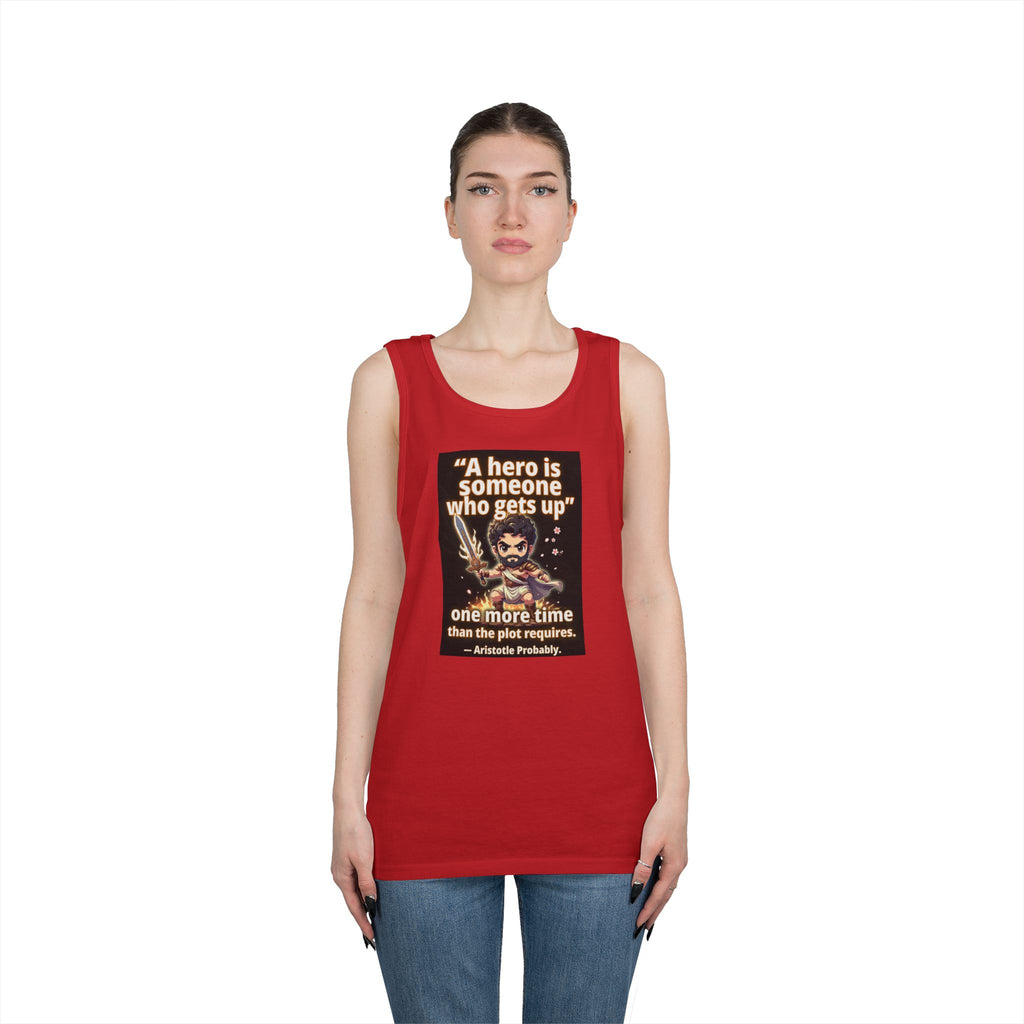 Hero Quote Tank Top — "A hero is someone who gets up" Inspirational Graphic Tank