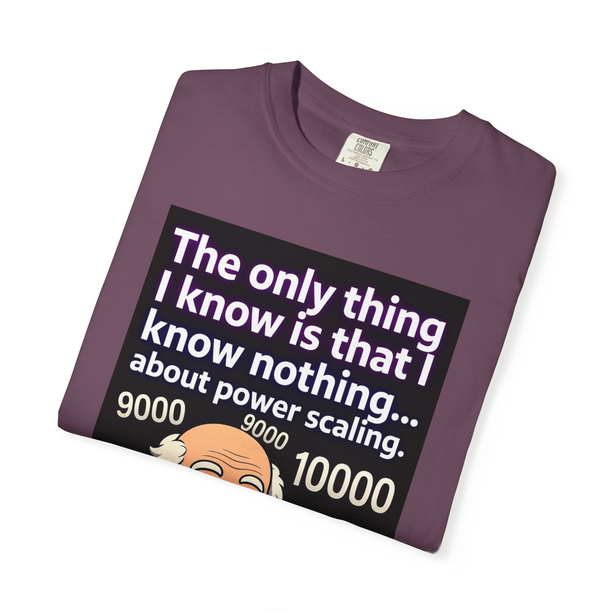 T‑Shirt — "The only thing I know is that I know nothing... about power scaling" Socrates Meme Tee