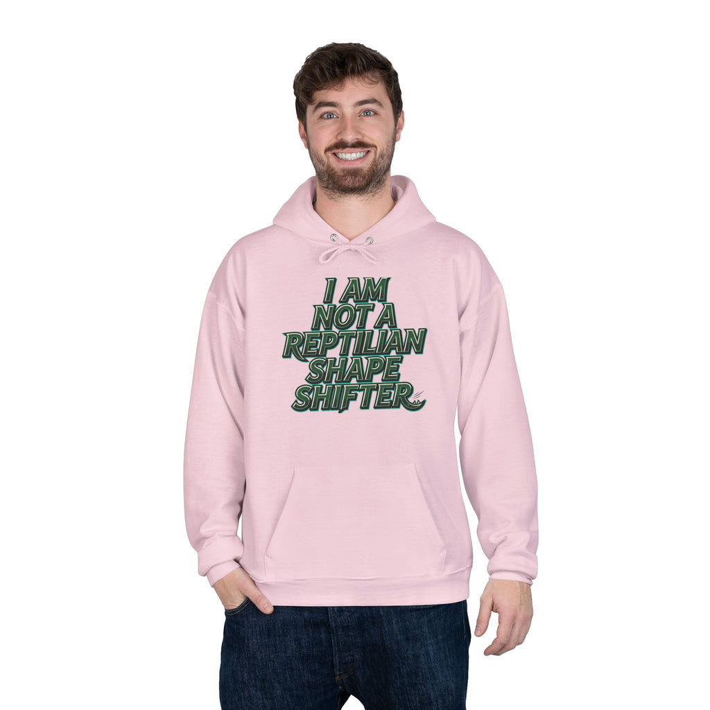 I Am Not A Reptilian Shape Shifter Hoodie – Statement Graphic Pullover