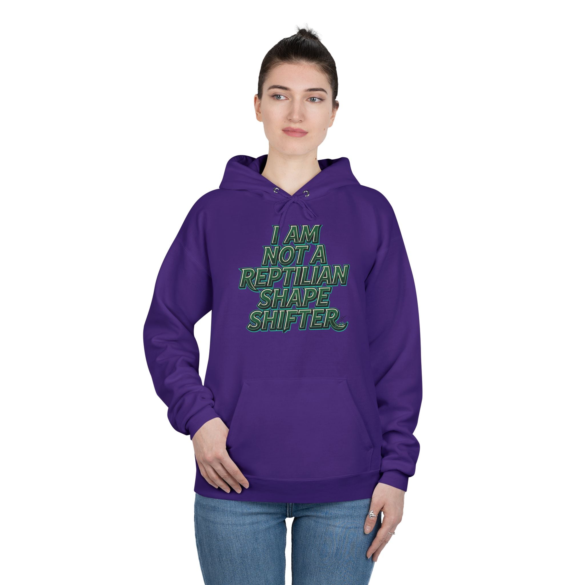 I Am Not A Reptilian Shape Shifter Hoodie – Statement Graphic Pullover