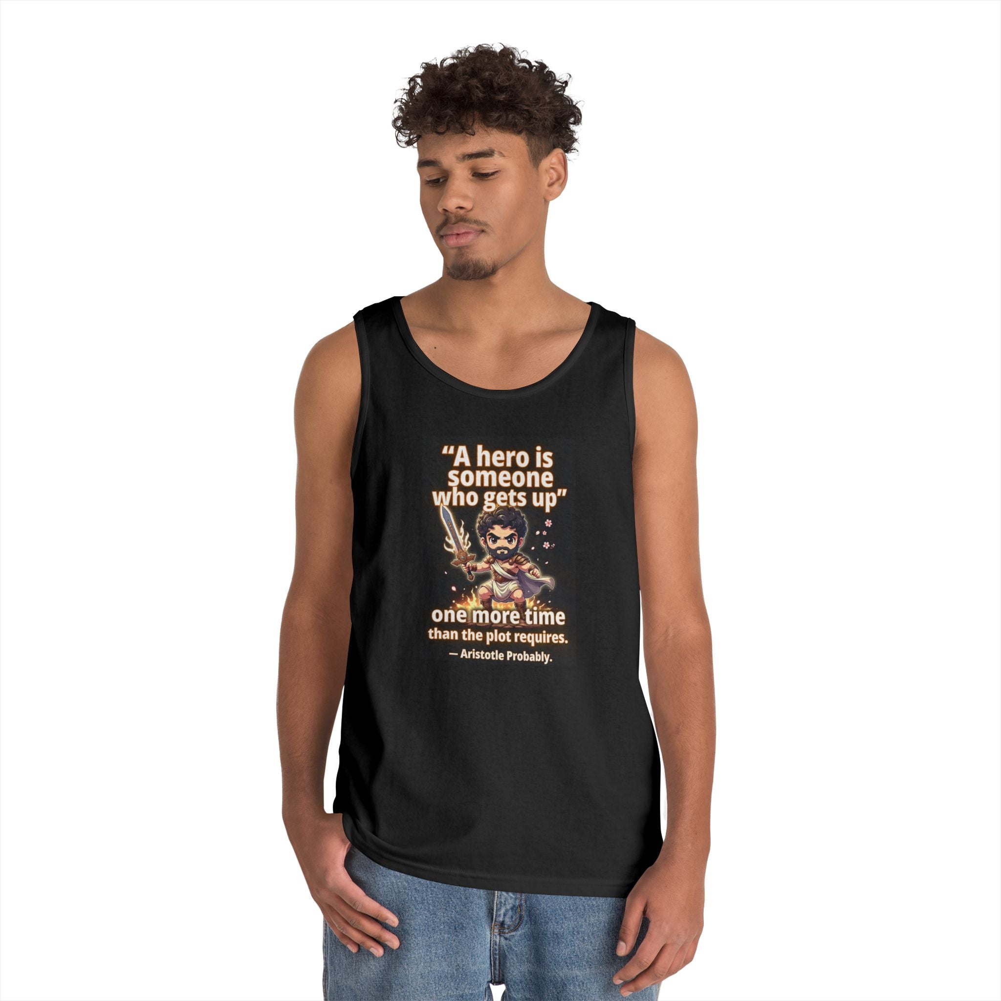 Hero Quote Tank Top — "A hero is someone who gets up" Inspirational Graphic Tank