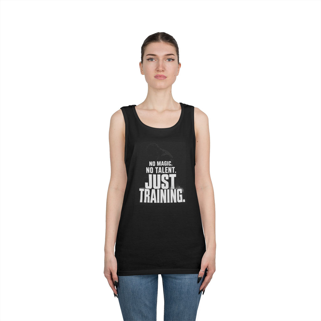 Training Tank Top — "No Magic. No Talent. Just Training." Motivational Gym Tank