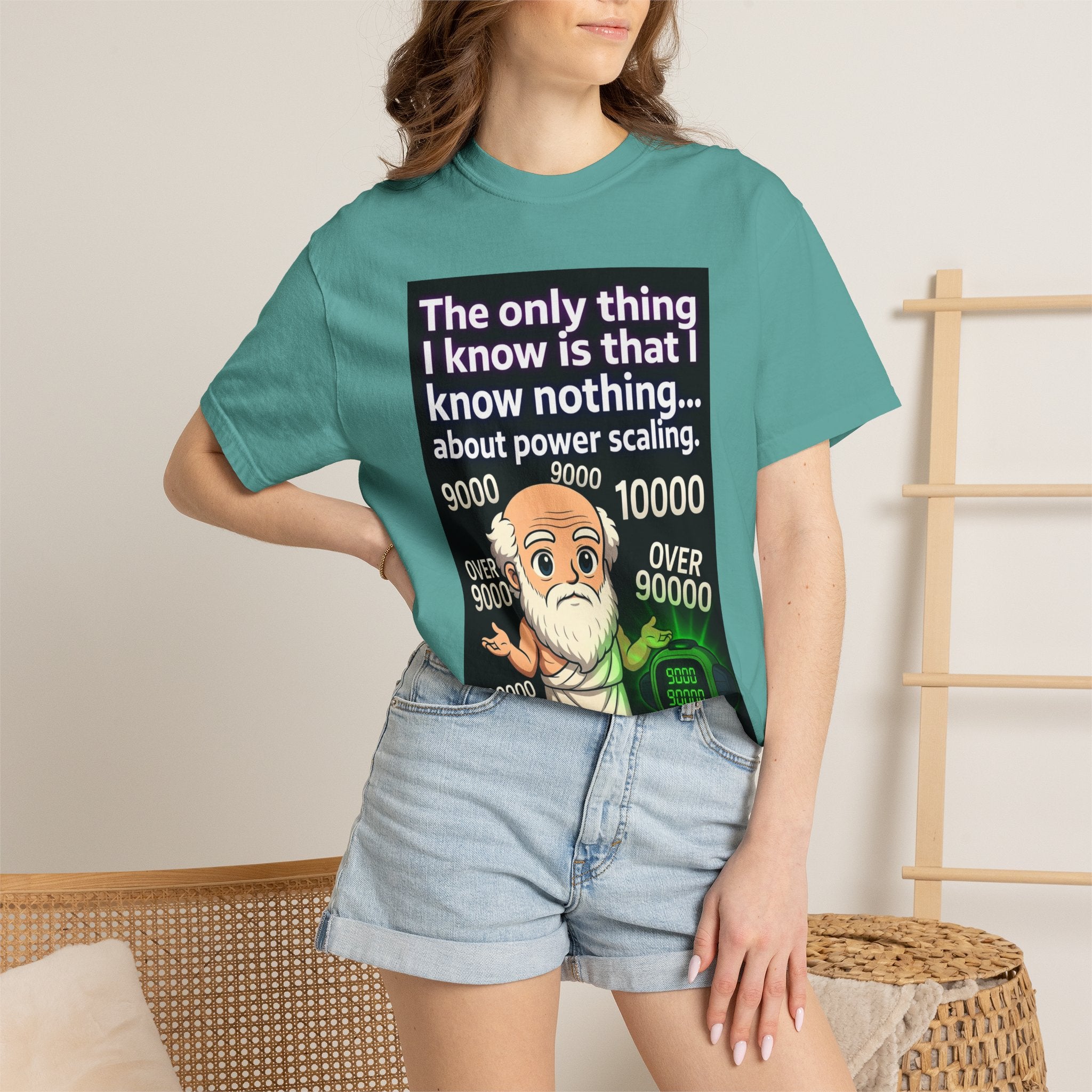 T‑Shirt — "The only thing I know is that I know nothing... about power scaling" Socrates Meme Tee