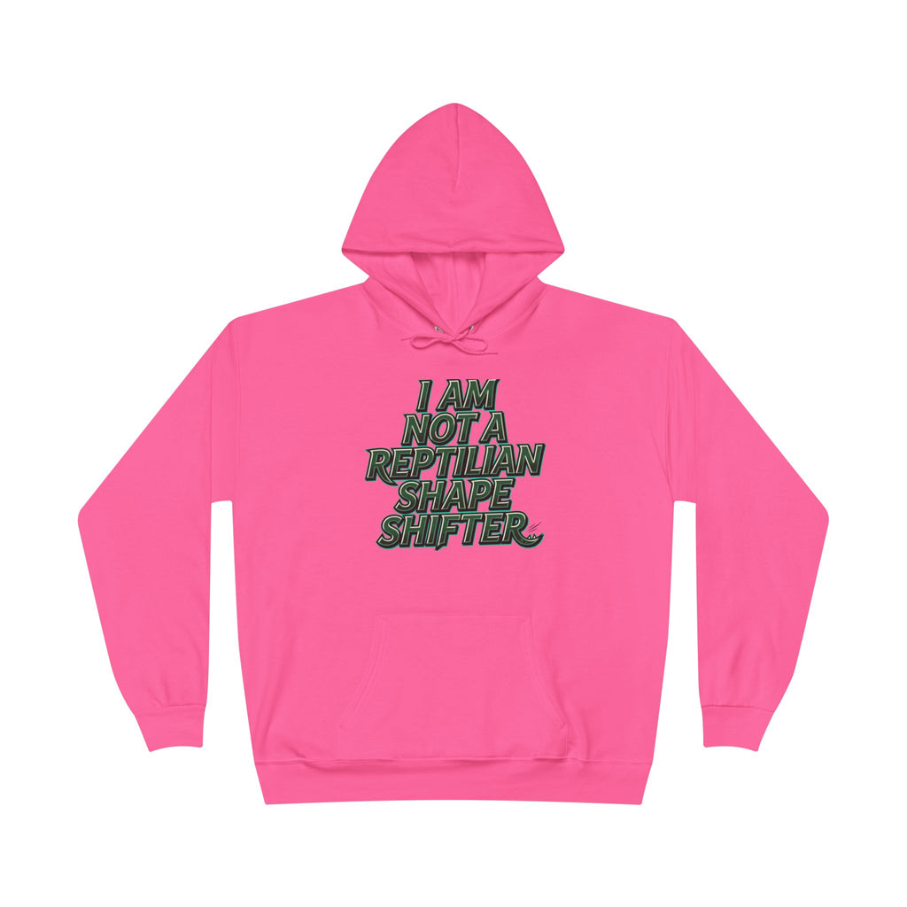 I Am Not A Reptilian Shape Shifter Hoodie – Statement Graphic Pullover