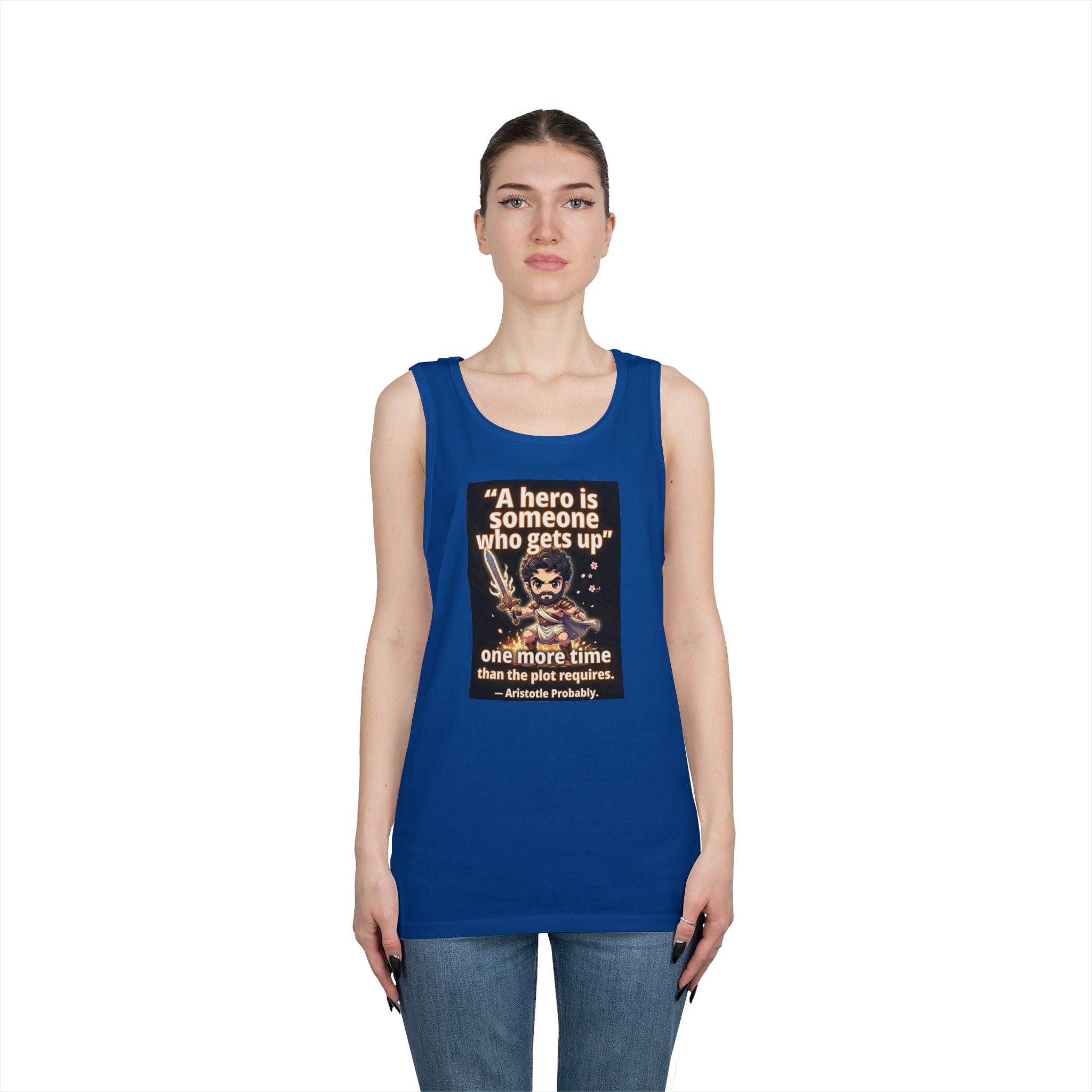 Hero Quote Tank Top — "A hero is someone who gets up" Inspirational Graphic Tank