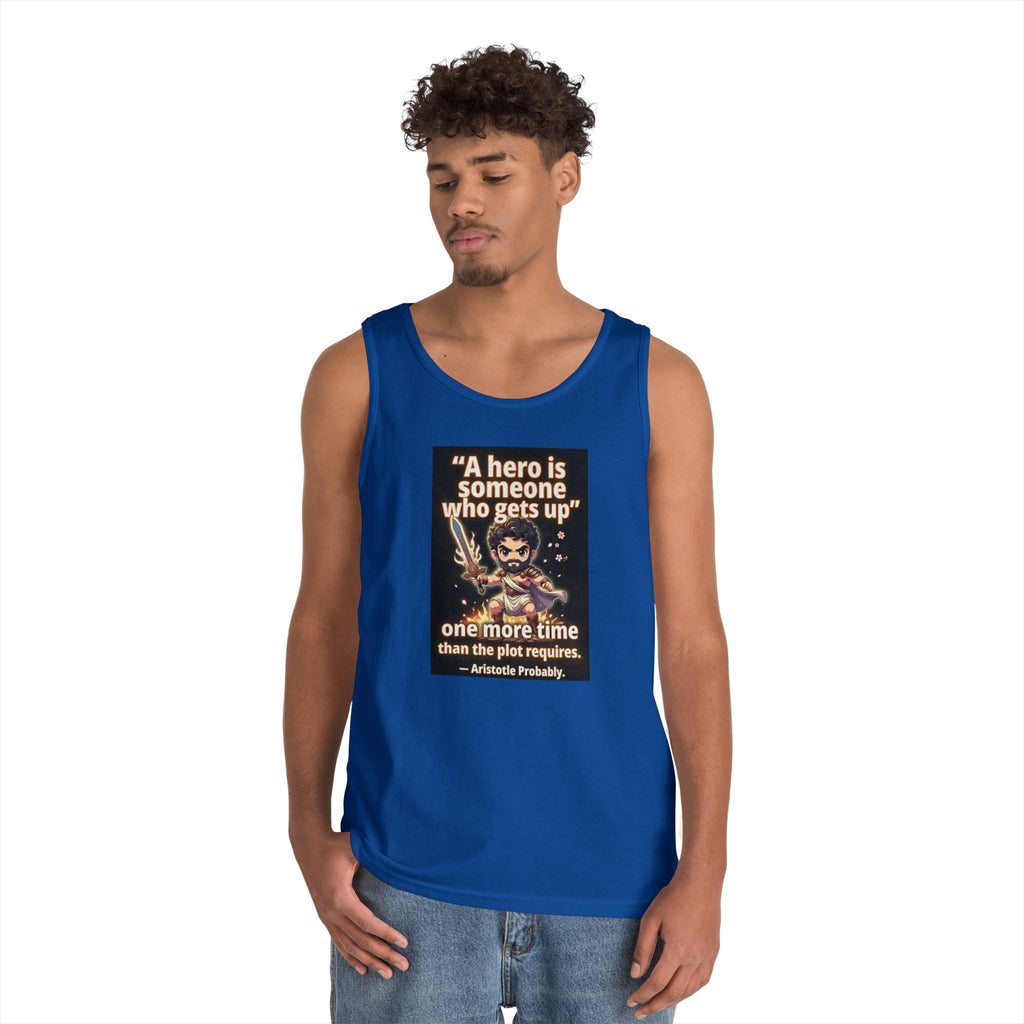 Hero Quote Tank Top — "A hero is someone who gets up" Inspirational Graphic Tank