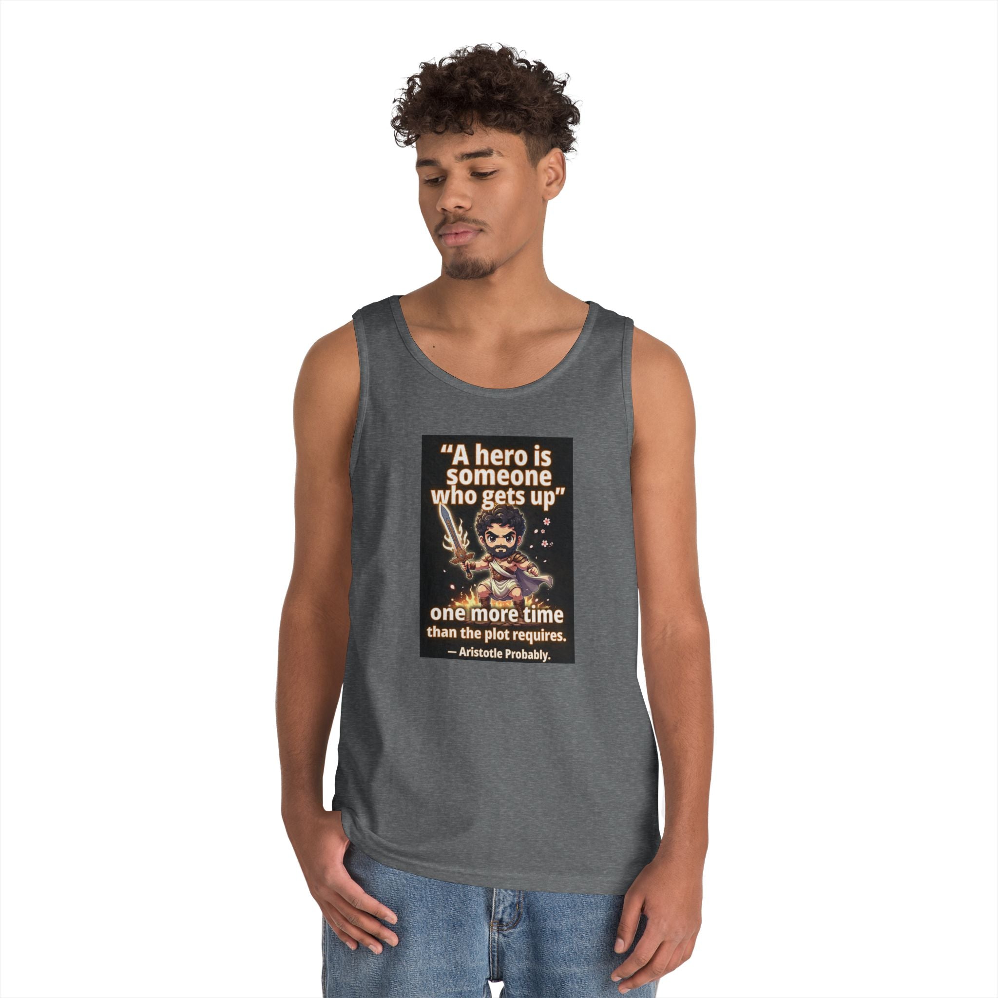 Hero Quote Tank Top — "A hero is someone who gets up" Inspirational Graphic Tank