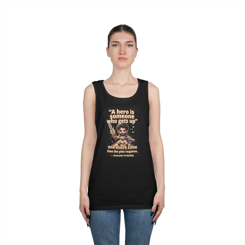 Hero Quote Tank Top — "A hero is someone who gets up" Inspirational Graphic Tank