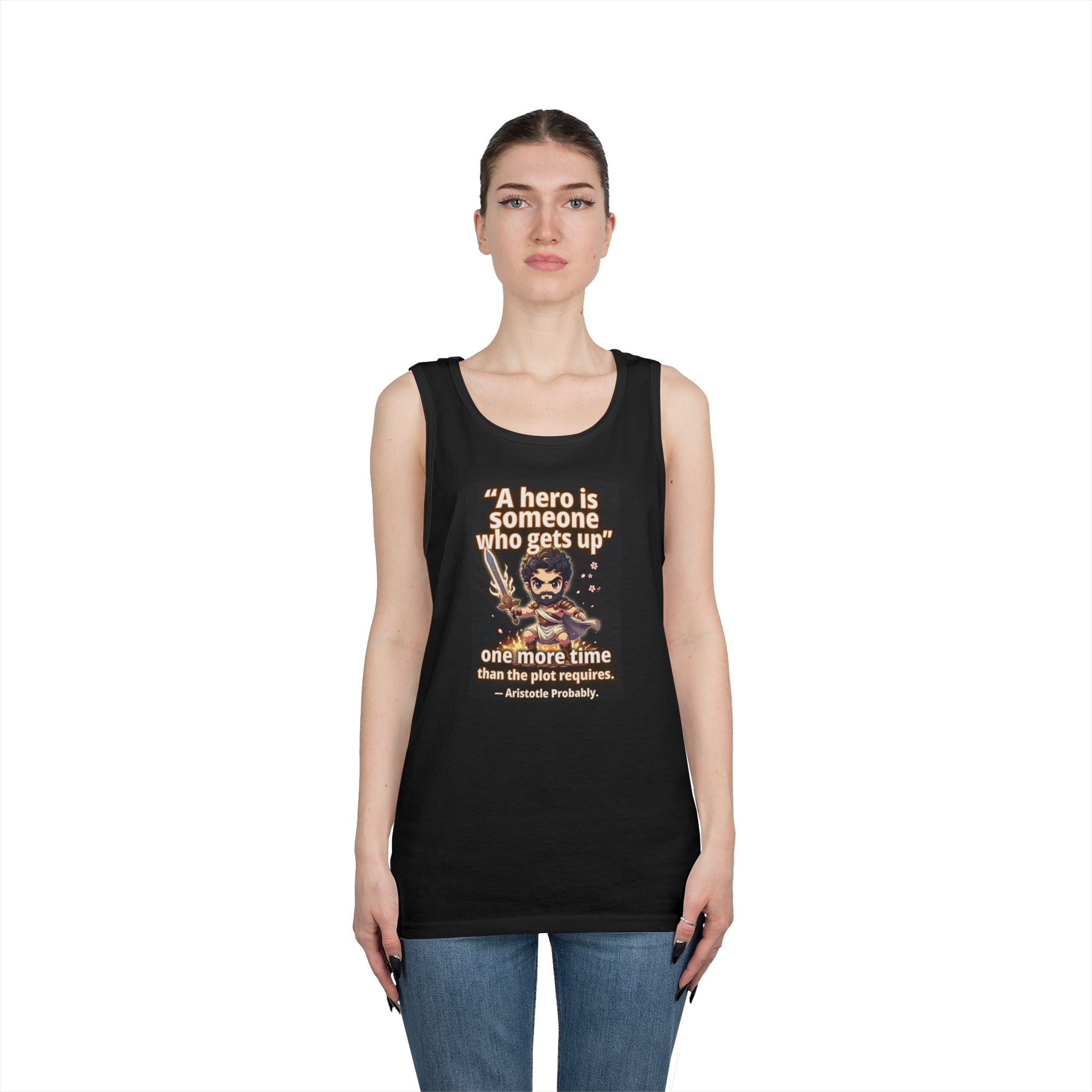 Hero Quote Tank Top — "A hero is someone who gets up" Inspirational Graphic Tank
